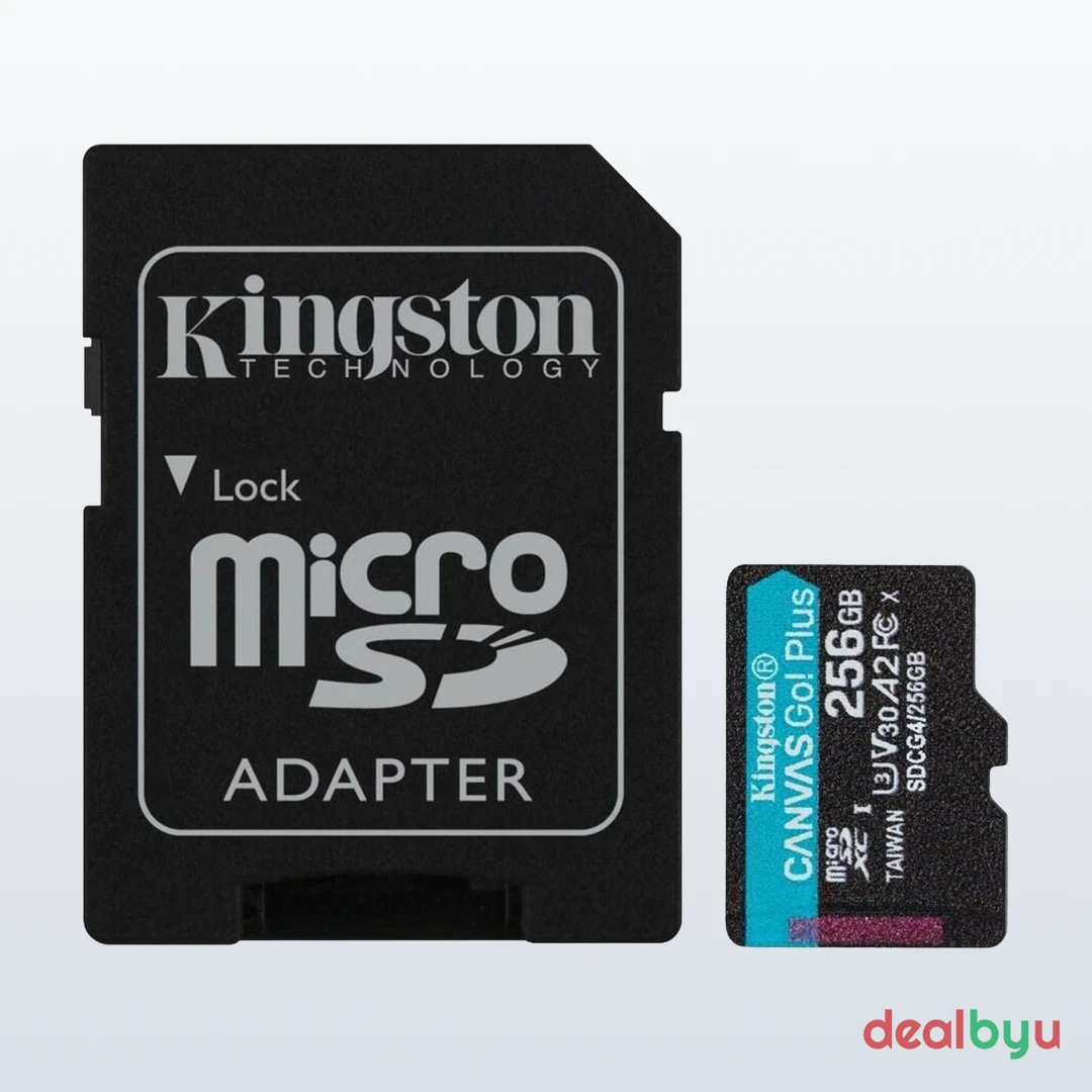 Kingston Canvas Go Plus microSD 256 GB microSDXC Memory Card (C10 U3 V30 A2, 170 MB/s)
