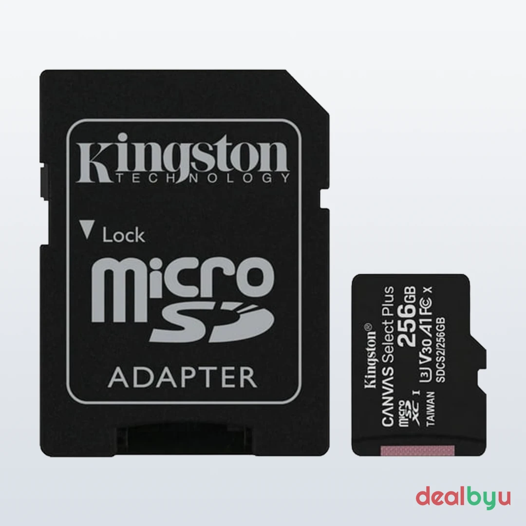 Kingston Canvas Select Plus microSD 256 GB microSDXC Memory Card (C10 U1 A1, 100 MB/s)