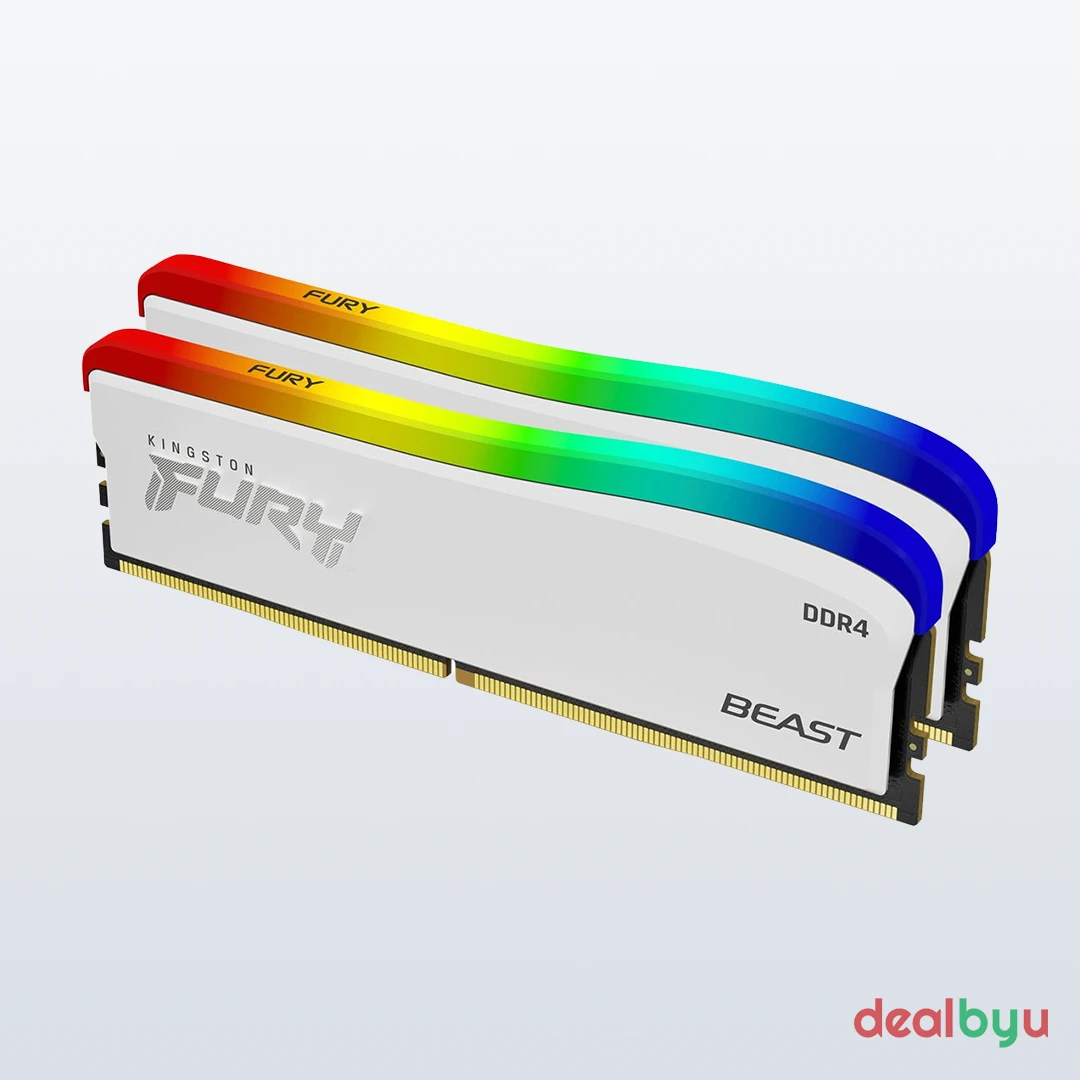 Kingston FURY Beast RGB DDR4 32 GB (2 × 16 GB) 3600 MT/s CL18 RGB White Desktop Memory Kit