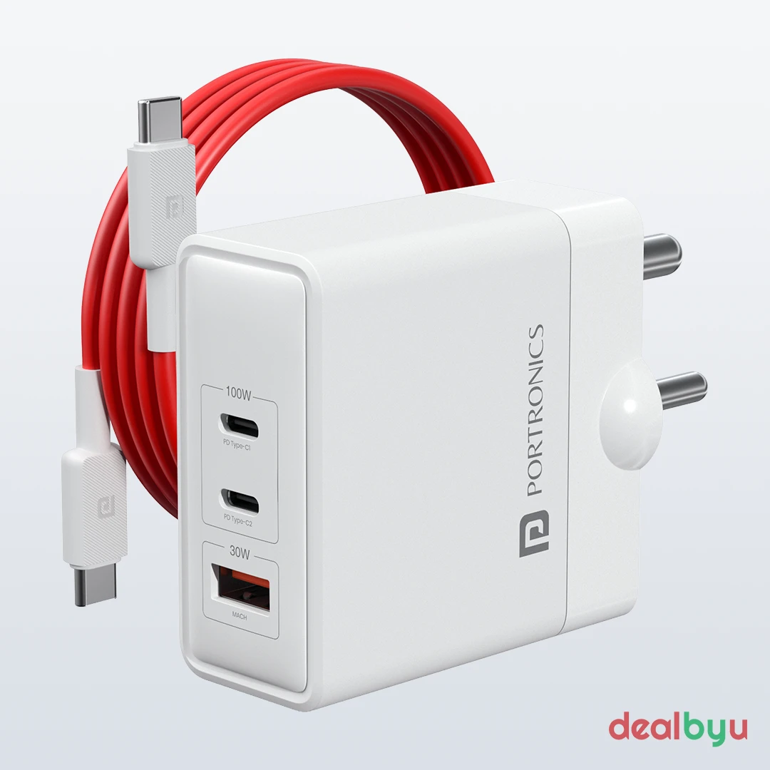 Portronics Adapto 100 (100W GaN Triple-Port Charger)