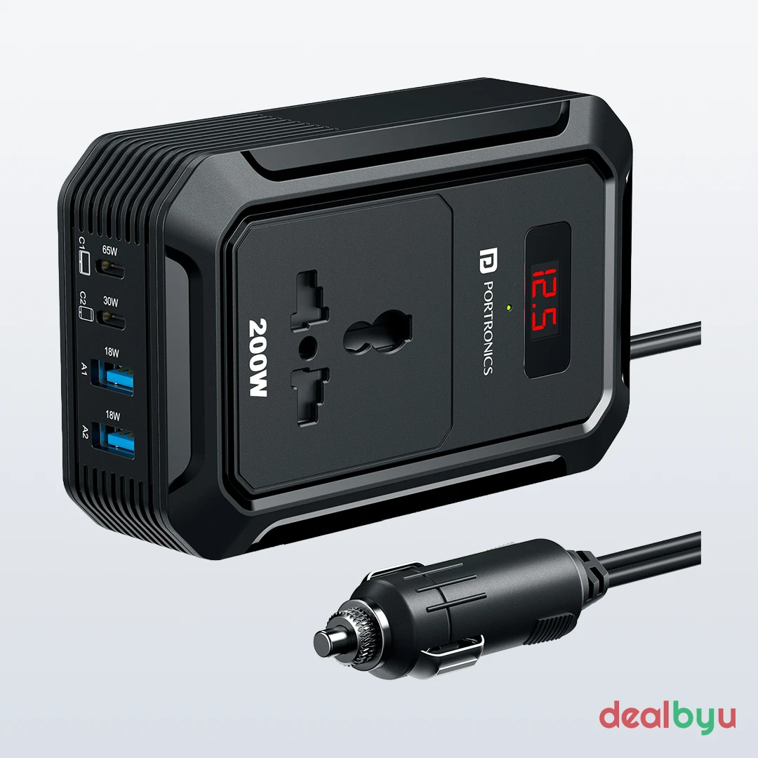 Portronics Car Power III Pro (200W Car Inverter with USB-C PD)