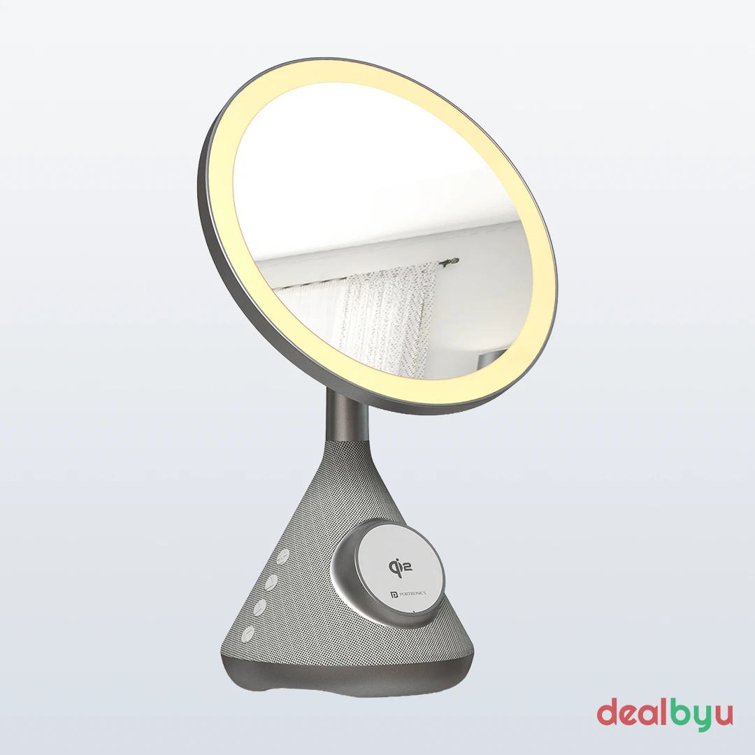 Portronics Movo (15W Qi2 Magnetic Wireless Charger, 3-in-1 Mirror/Speaker)