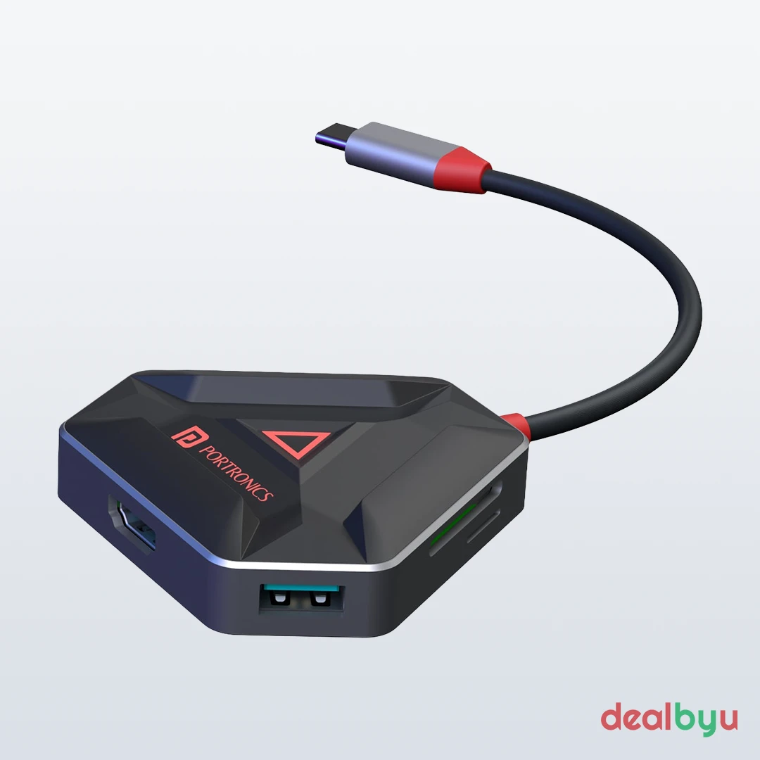 Portronics Mport 6C 6-in-1 USB-C Hub — 6-in-1 USB-C hub, 3x USB 3.0 + HDMI + SD + microSD