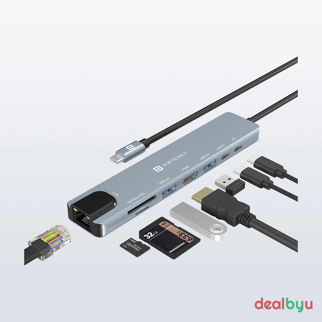 Portronics Mport 8 USB-C 8-in-1 Hub / Docking Station (POR-2149)