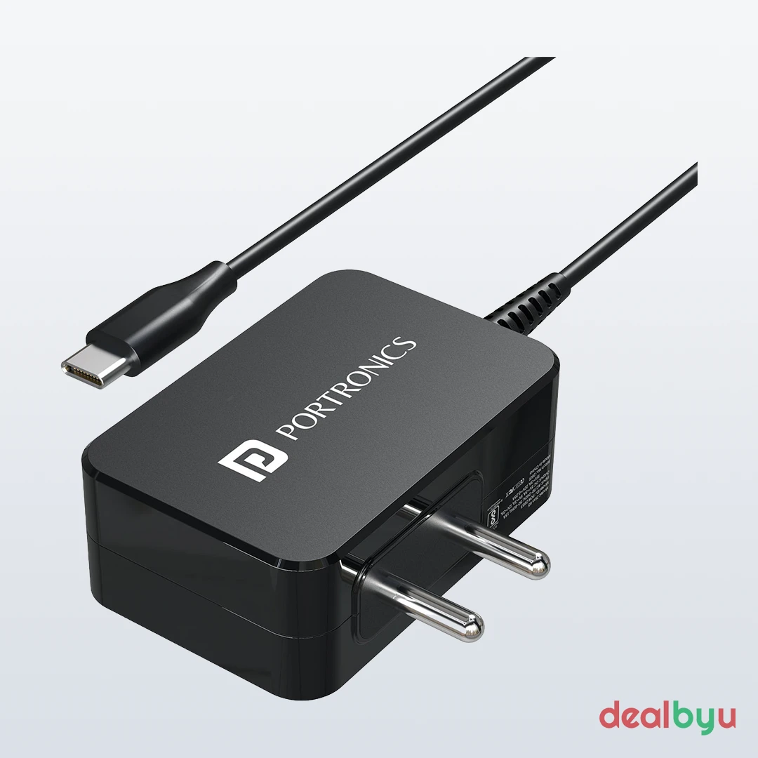 Portronics Zion 65 (65W Adapter with Built-in Type-C Cable)