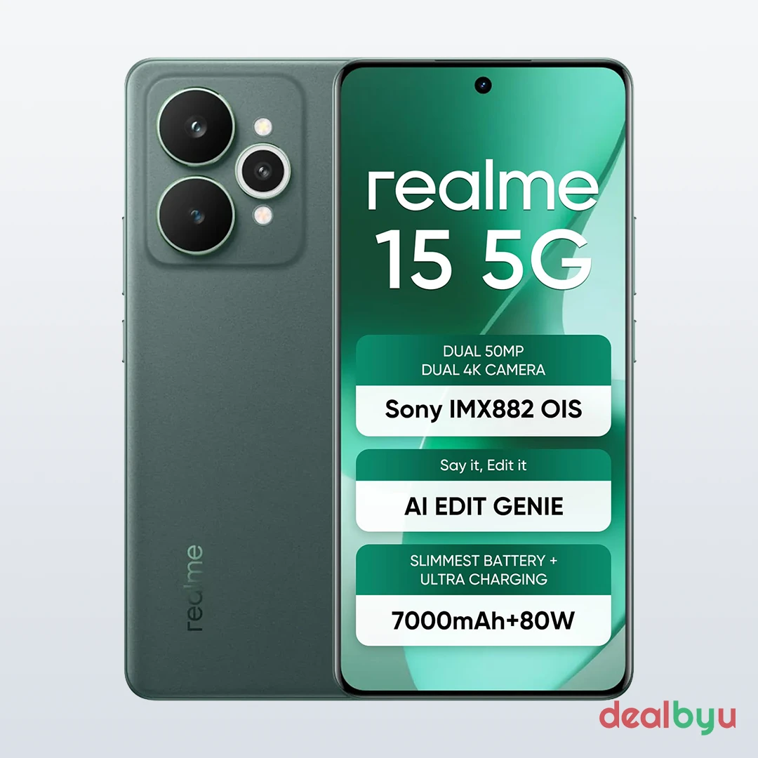 Realme 15 5G — Dimensity 7300+ Energy, 8 GB / 256 GB, 6.8" AMOLED 144 Hz, 7000 mAh