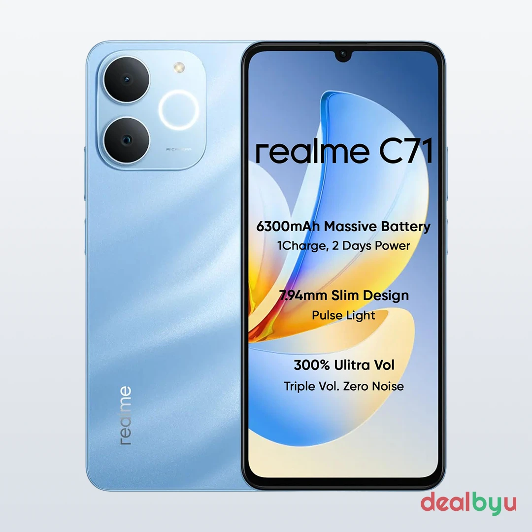 Realme C71 4G — UNISOC T7250, 6 GB / 128 GB, 6.74" LCD 90 Hz, 6300 mAh