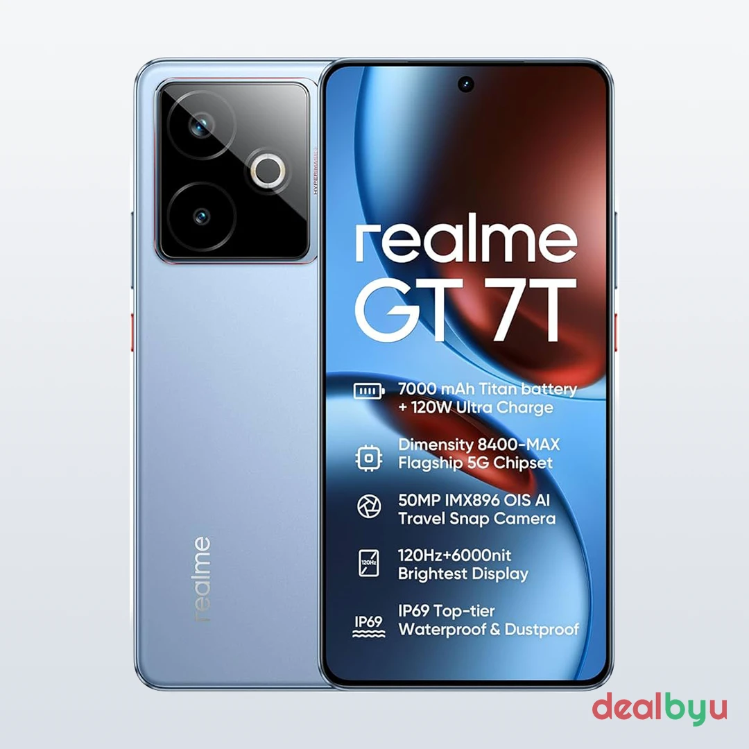 Realme GT 7T 5G — Dimensity 8400-MAX, 12 GB / 256 GB, 6.8" AMOLED 120 Hz, 7000 mAh