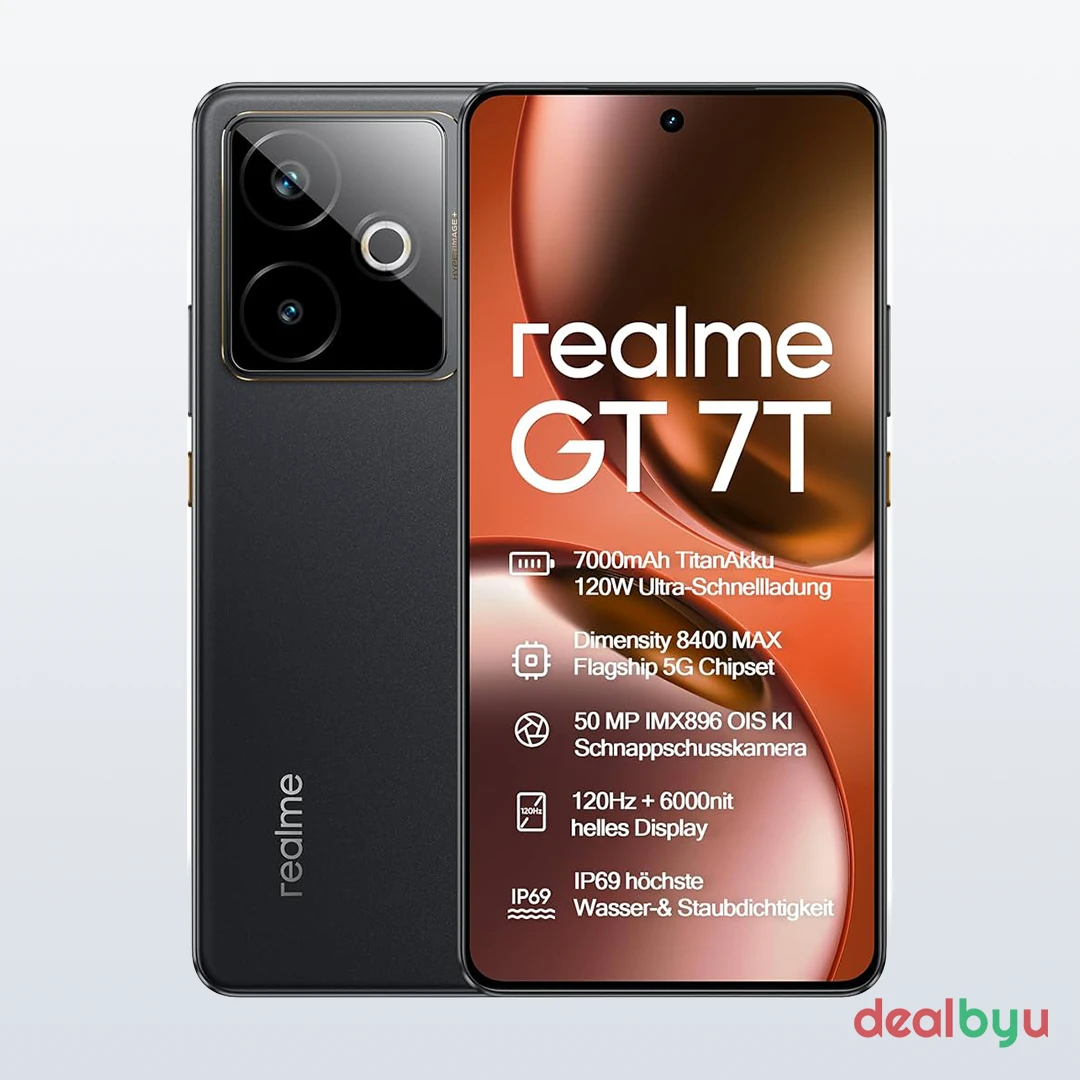 Realme GT 7T 5G — Dimensity 8400-MAX, 12 GB / 512 GB, 6.8" AMOLED 120 Hz, 7000 mAh