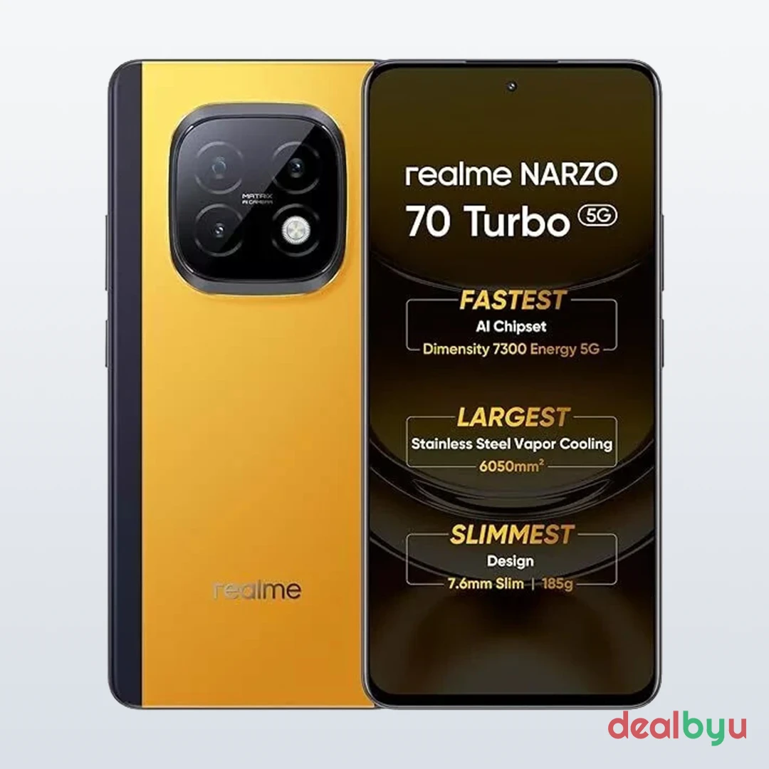 Realme Narzo 70 Turbo 5G — Dimensity 7300 Energy, 6 GB / 128 GB, 6.67" AMOLED 120 Hz, 5000 mAh