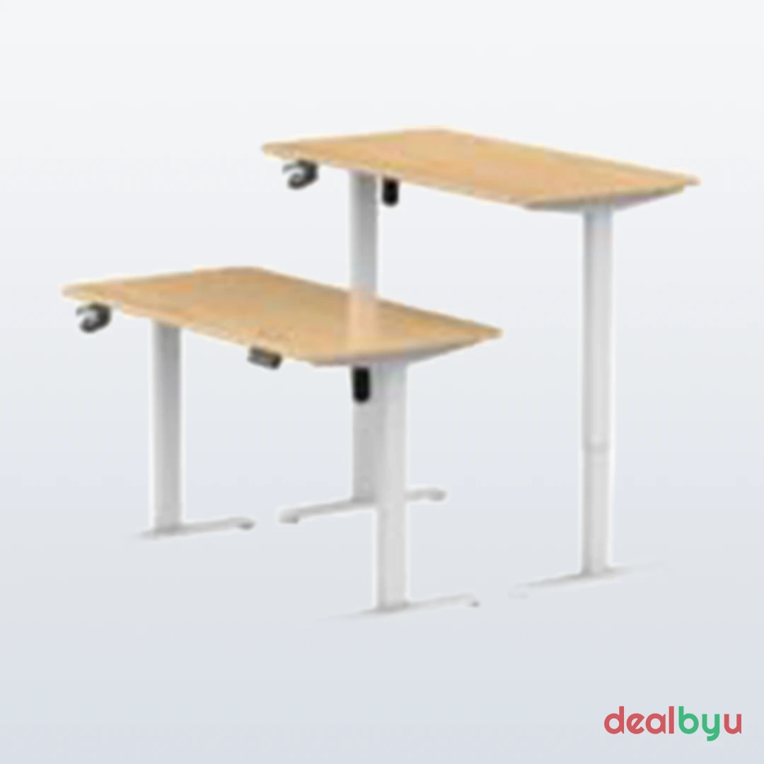 iVOOMi Compudesk (Hydraulic Computer Desk) Light Brown with White Frame