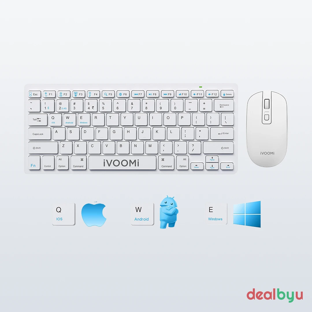 iVOOMi Zoox White Wireless Keyboard & Mouse Combo