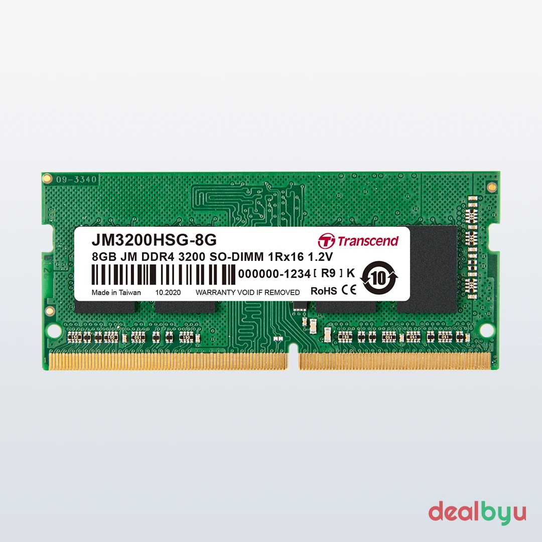 Transcend JetRam DDR4 8 GB (1 × 8 GB) 3200 MT/s CL22 Green Laptop Memory Module (SO-DIMM)
