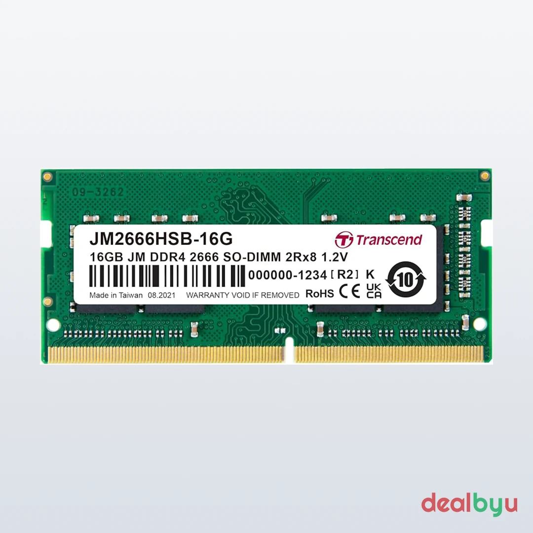 Transcend JetRam DDR4 16 GB (1 × 16 GB) 2666 MT/s CL19 Green Laptop Memory Module (SO-DIMM)