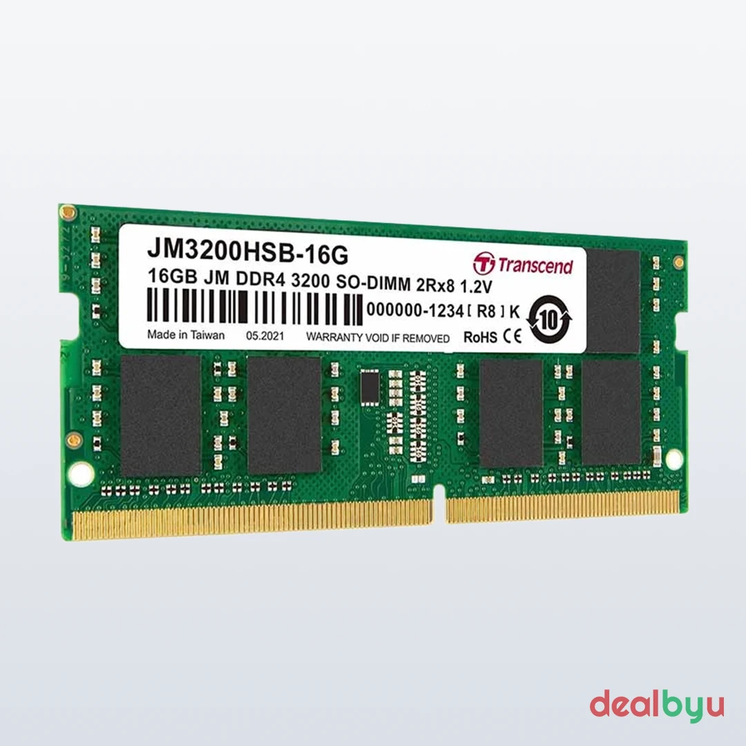 Transcend JetRam DDR4 16 GB (1 × 16 GB) 3200 MT/s CL22 Green Laptop Memory Module (SO-DIMM)