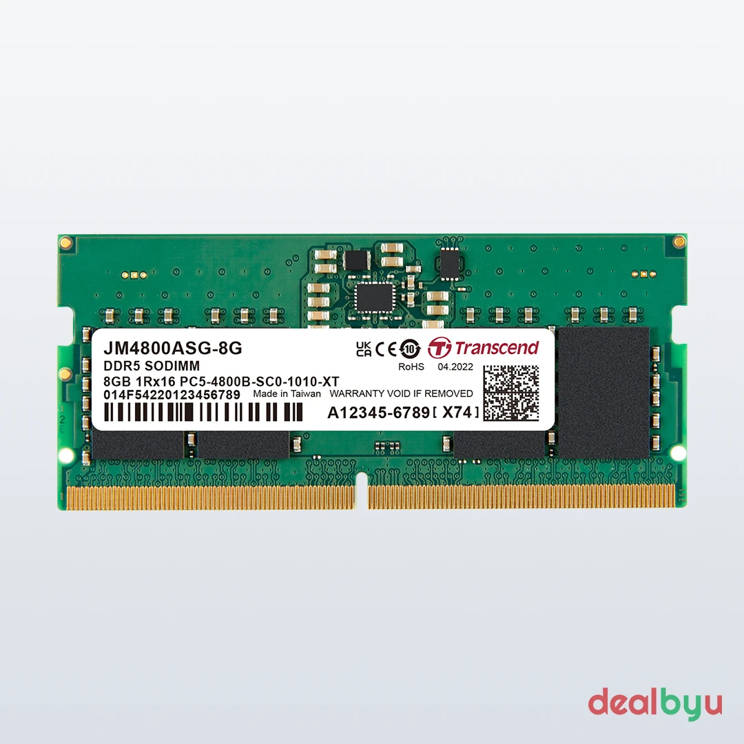 Transcend JetRam DDR5 8 GB (1 × 8 GB) 4800 MT/s CL40 Green Laptop Memory Module (SO-DIMM)