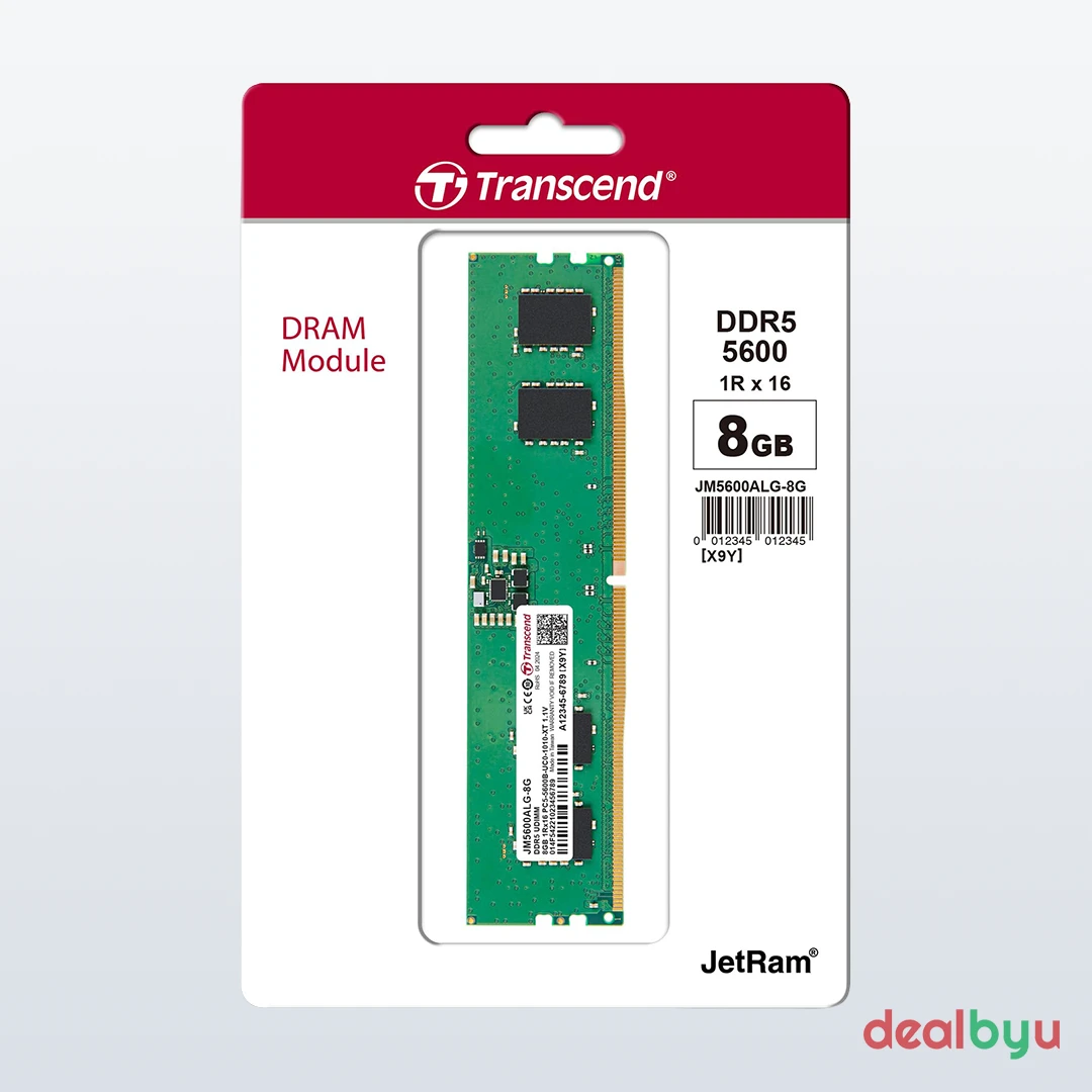 Transcend JetRam DDR5 8 GB (1 × 8 GB) 5600 MT/s CL46 Green Desktop Memory Module