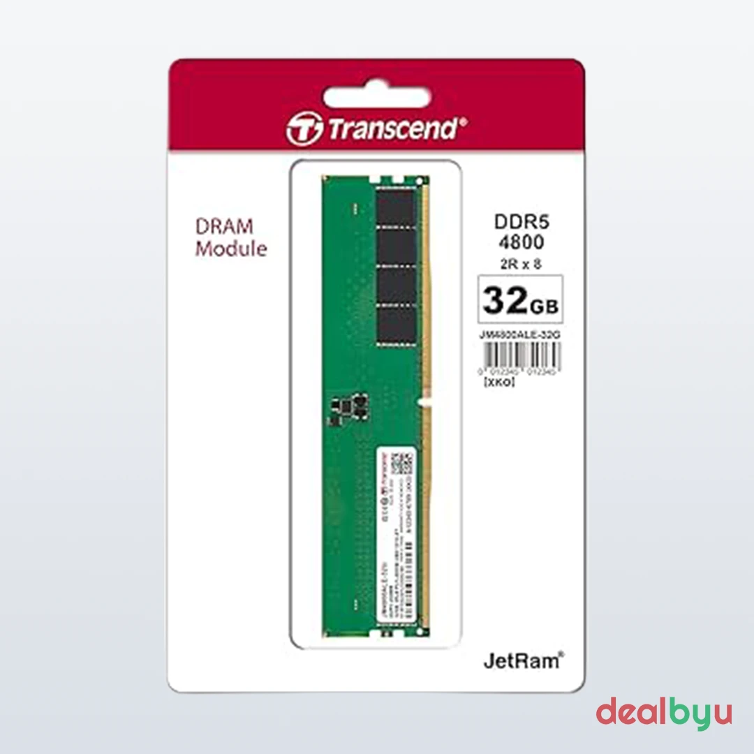 Transcend JetRam DDR5 32 GB (1 × 32 GB) 4800 MT/s CL40 Green Desktop Memory Module