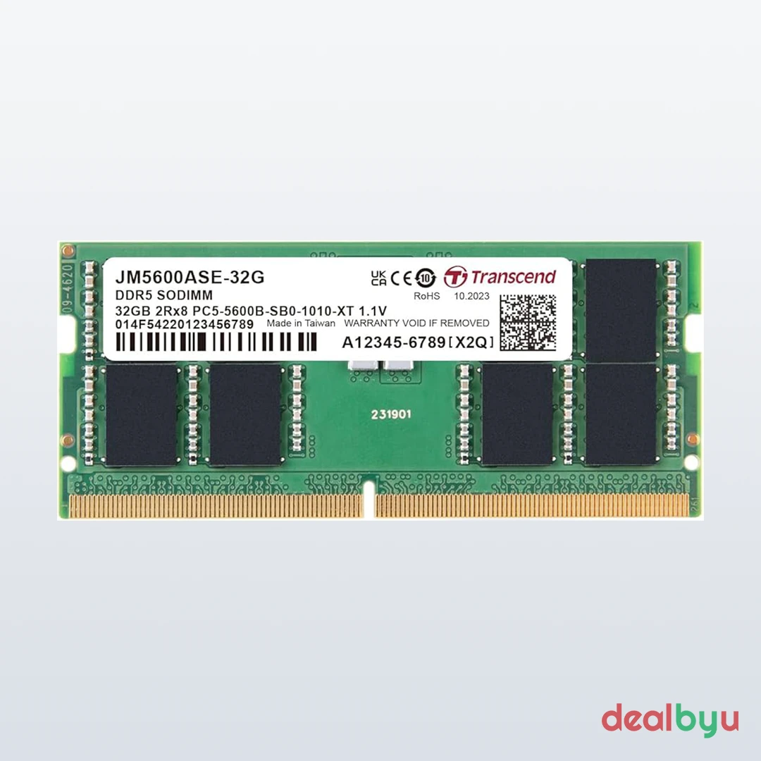 Transcend JetRam DDR5 32 GB (1 × 32 GB) 5600 MT/s CL46 Green Laptop Memory Module (SO-DIMM)