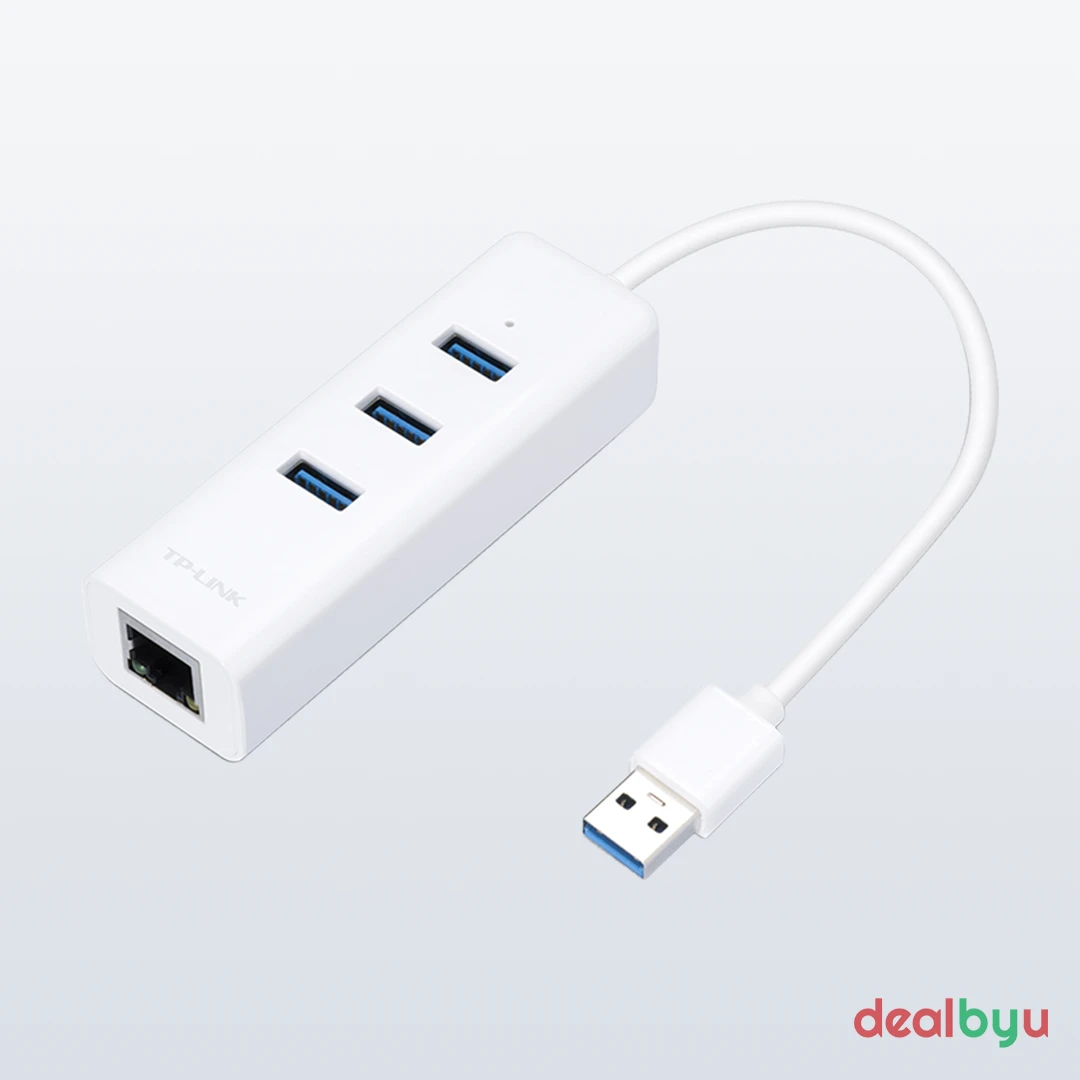 TP-Link UE330 USB 3.0 3-Port Hub with Gigabit Ethernet Adapter — 3x USB-A 3.0 + 1x RJ45 Gigabit Ethernet, USB 3.0 5 Gbps; 10/100/1000 Mbps LAN