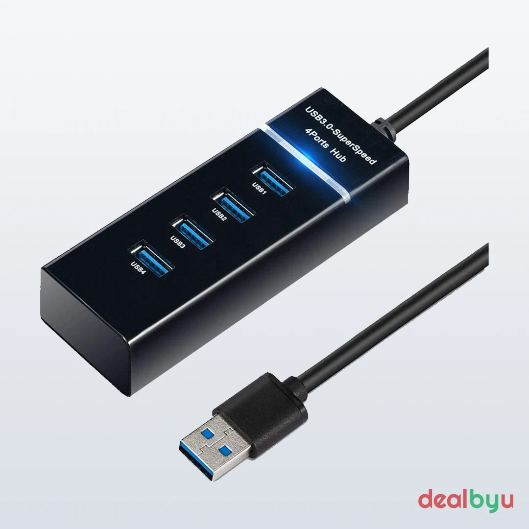 ADNet 4-Port Ultra-Slim Metal USB Hub (AD-UH-230) — AD-UH-230, 1x USB 3.0 + 3x USB 2.0 (USB-A)
