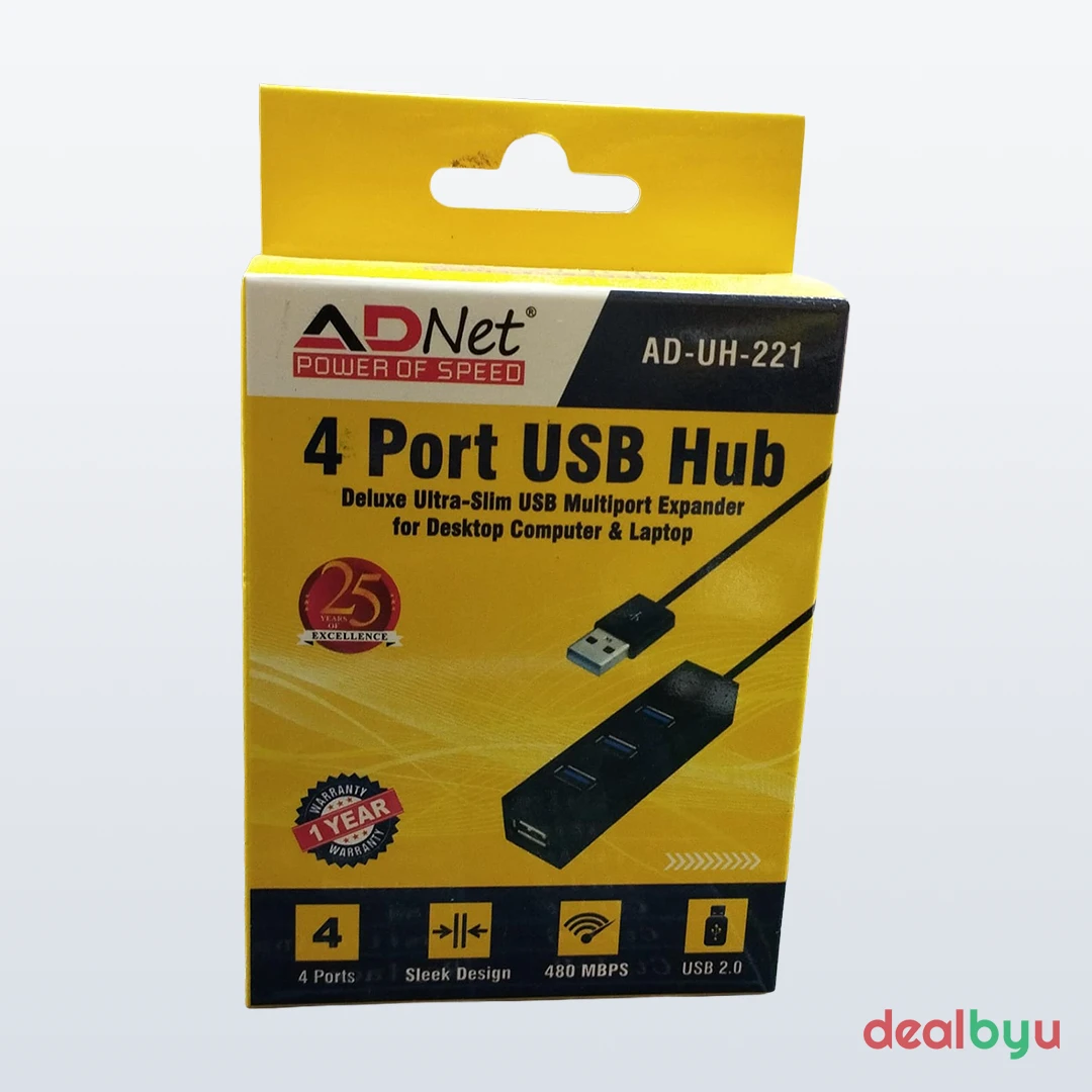 ADNet 4-Port USB Hub (AD816 Delux, AD-UH-221) — AD-UH-221 (AD816 Delux), 4x USB-A