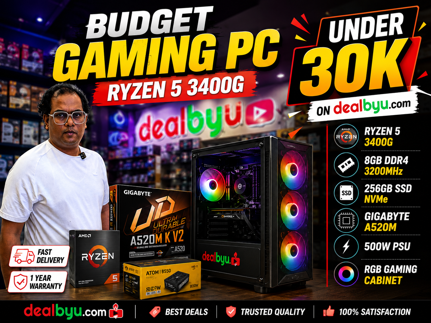 Best ₹30K Gaming PC Setup – Smooth 1080p Performance & Easy Upgrades — pre-built PC by dealbyu