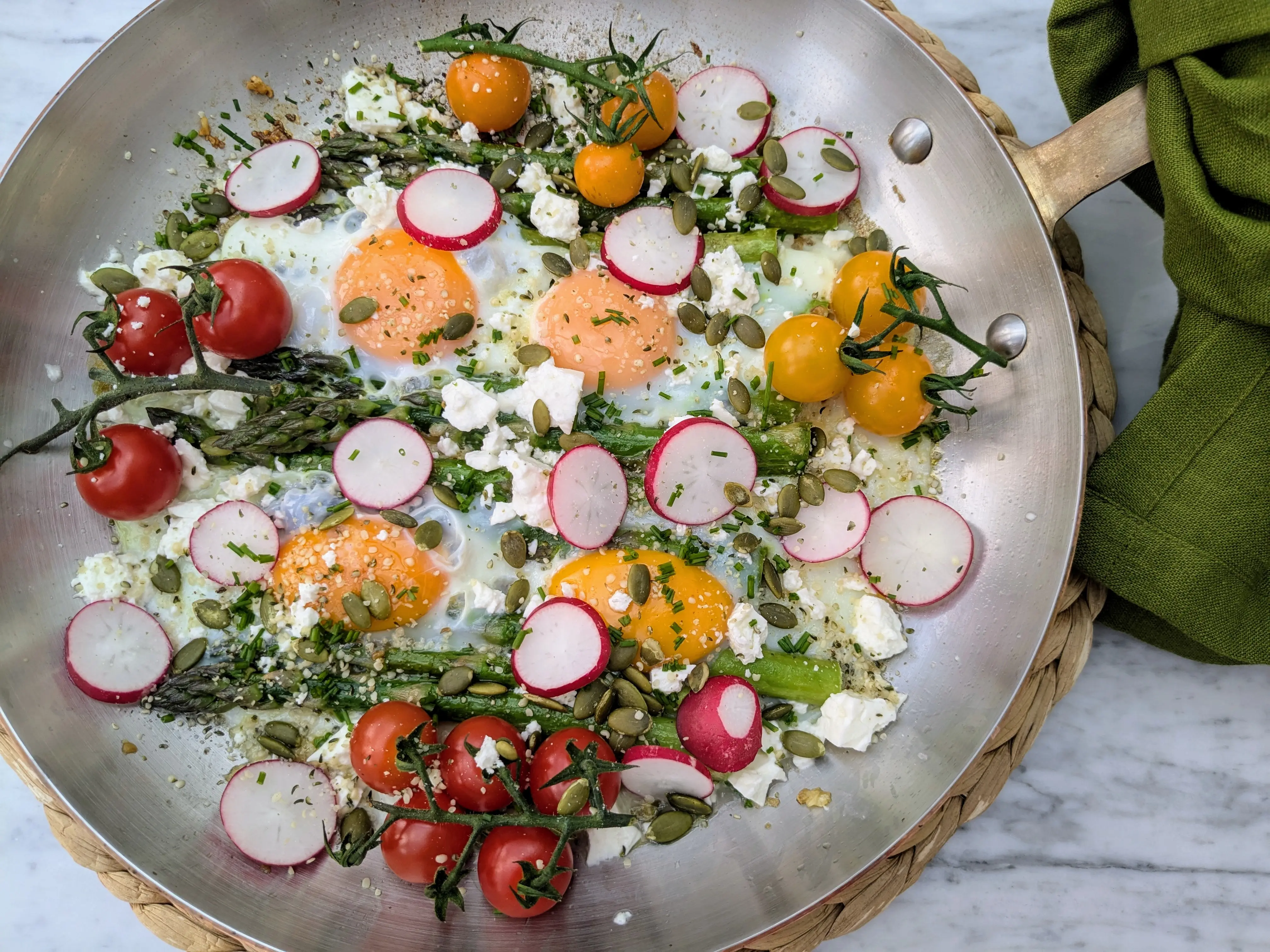 Spring breakfast with eggs and asparagus