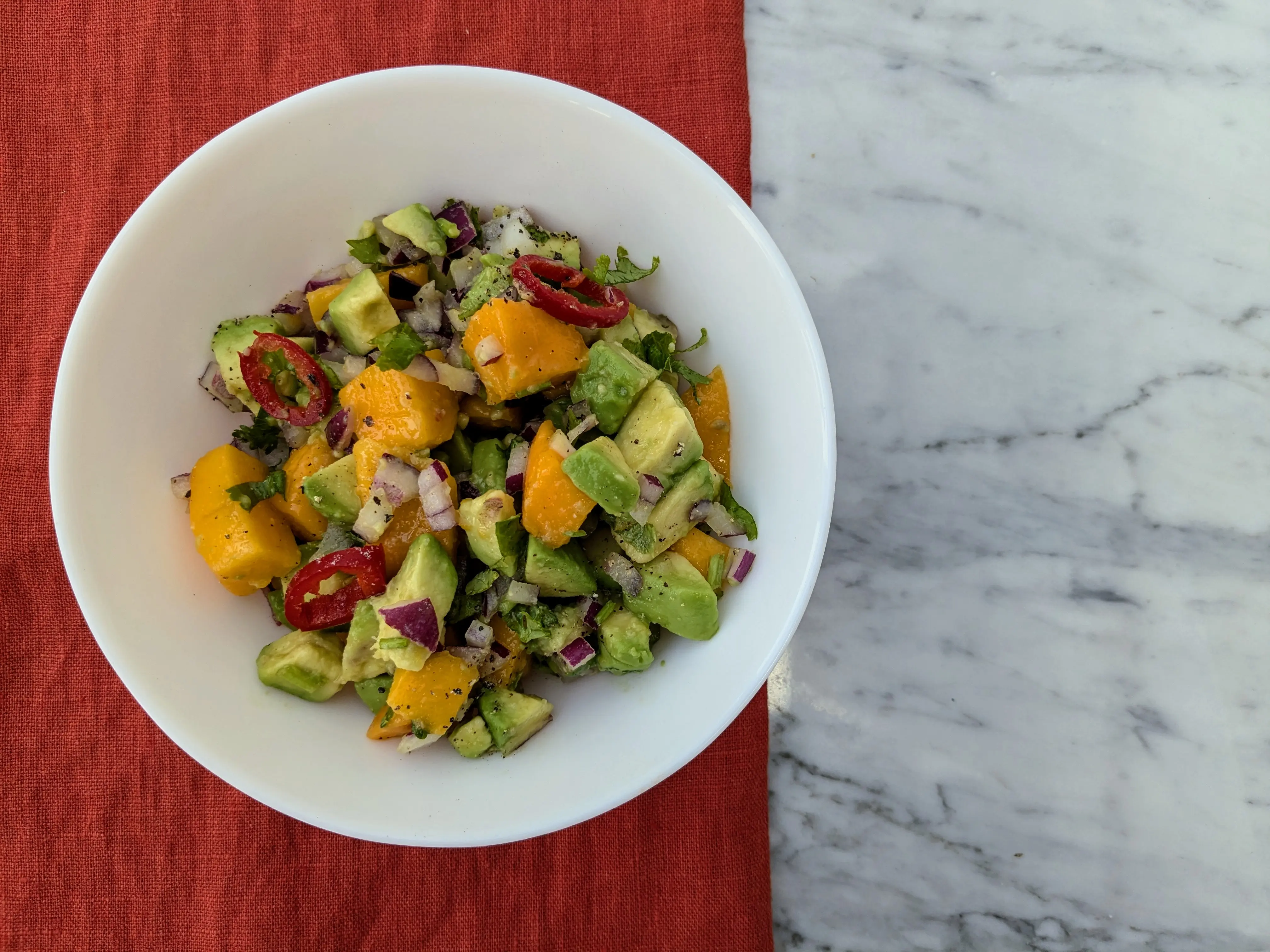 Vegan avocado and mango salsa