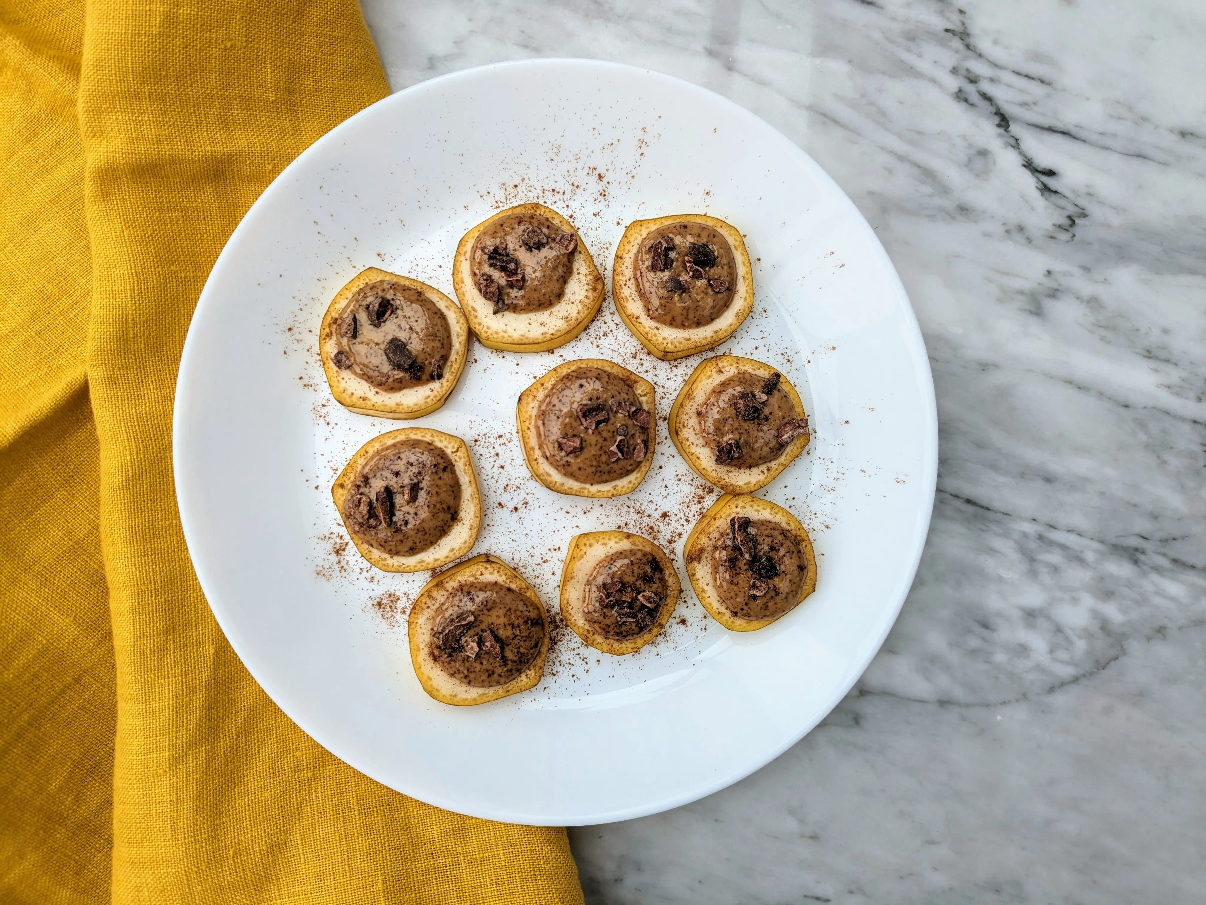 Vegan banana, almond butter and cacao nibs