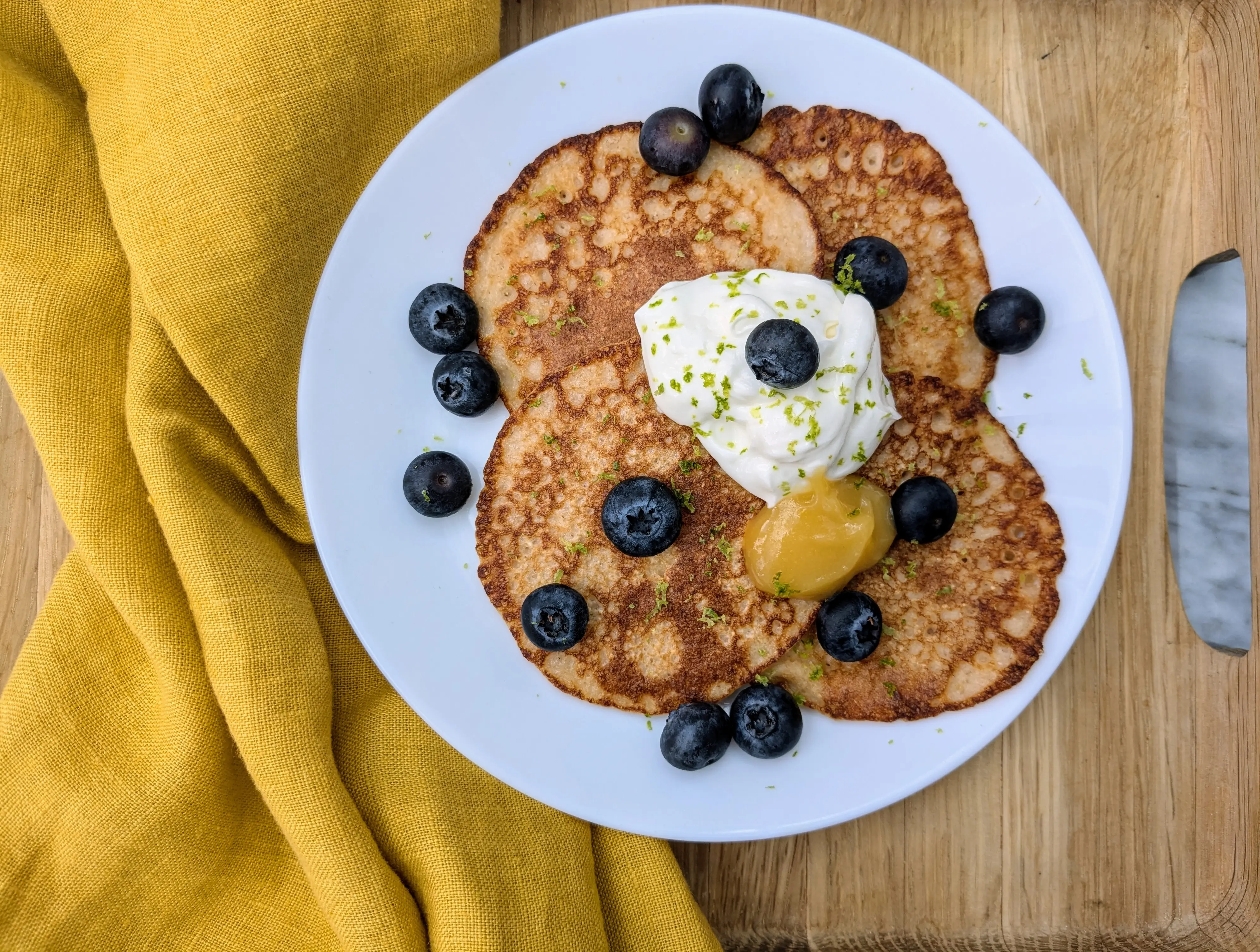 Citrus cottage cheese pancakes