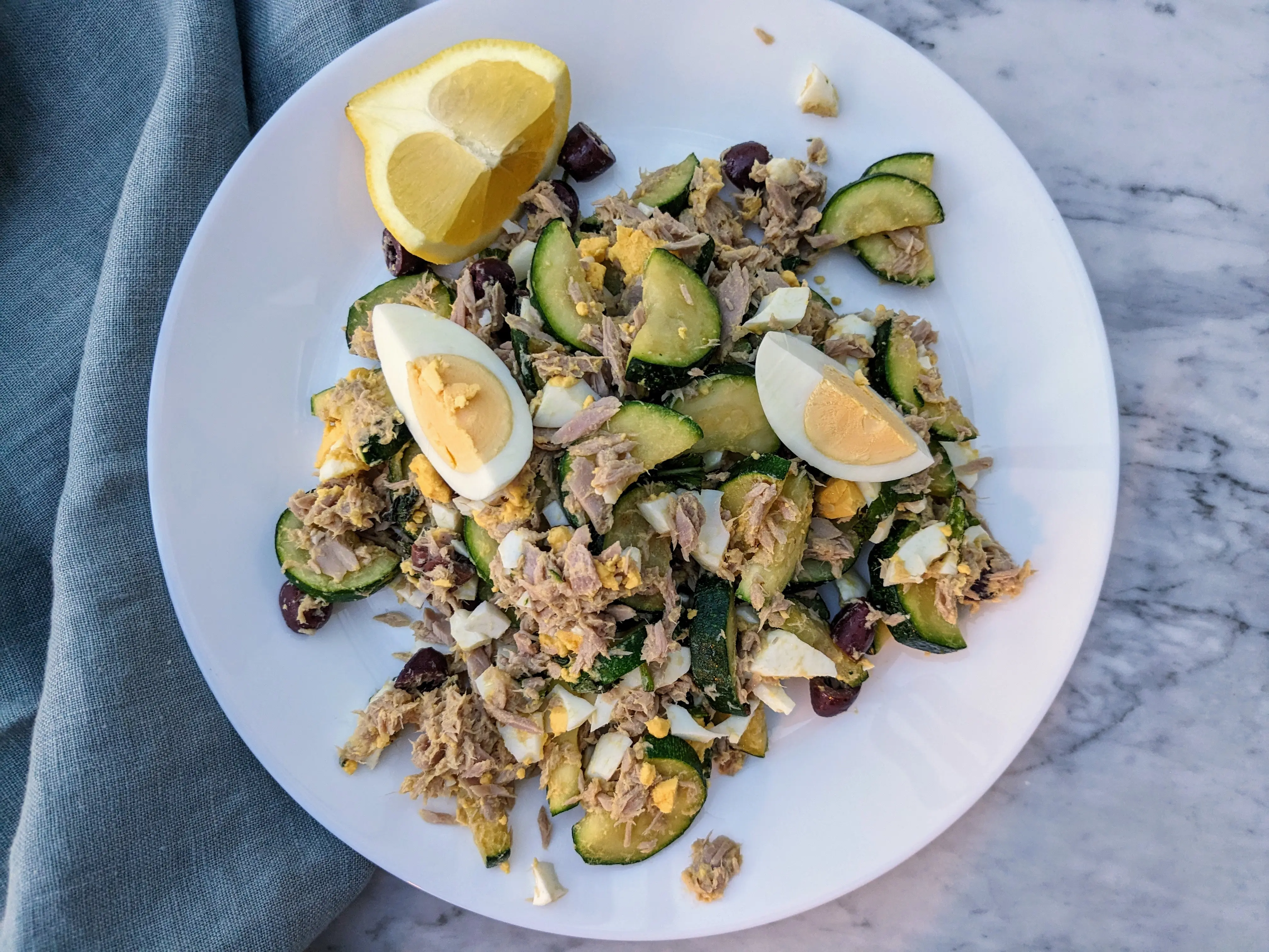 Courgette, egg and tuna salad