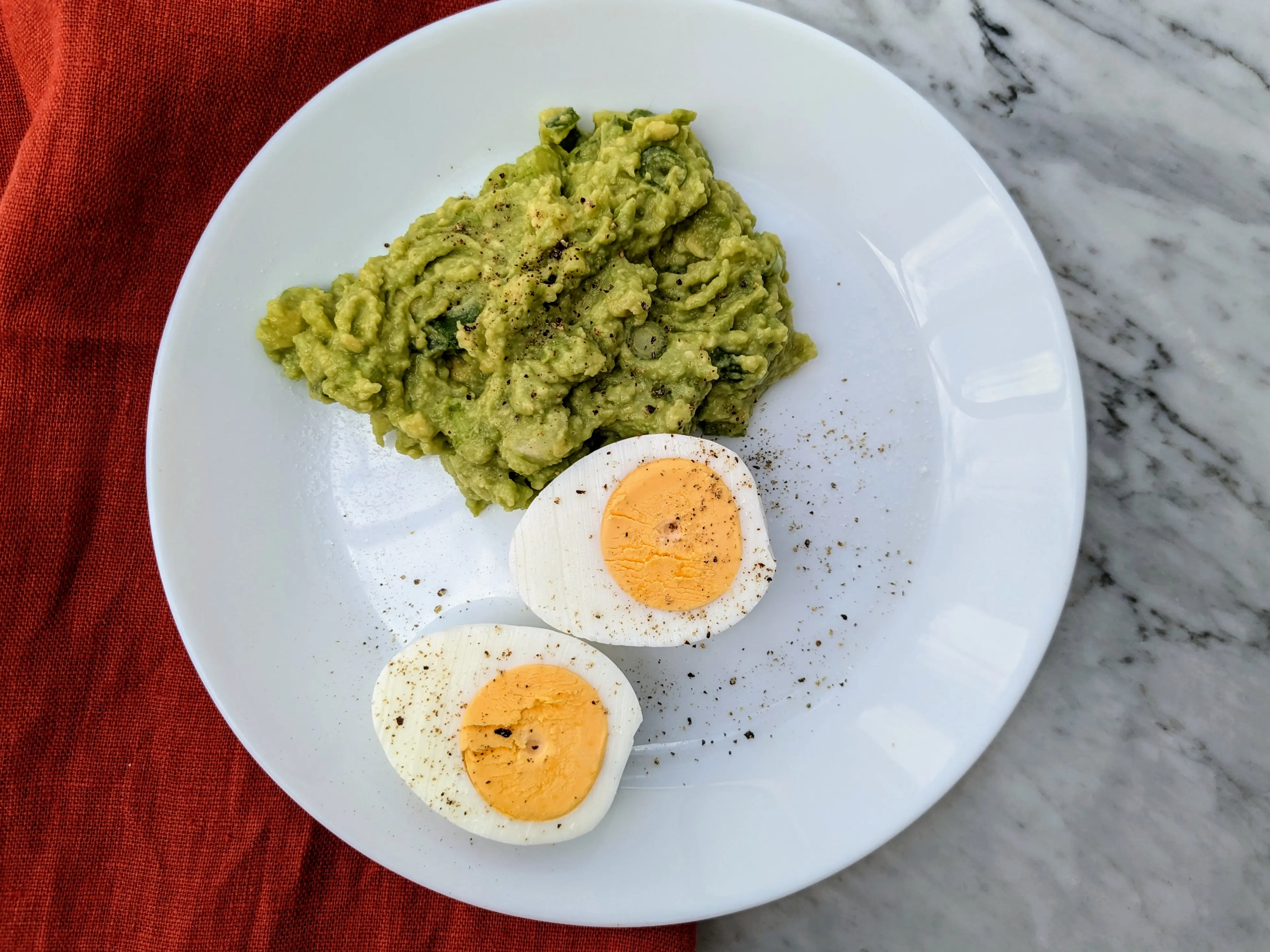 Hard boiled egg and smashed avo
