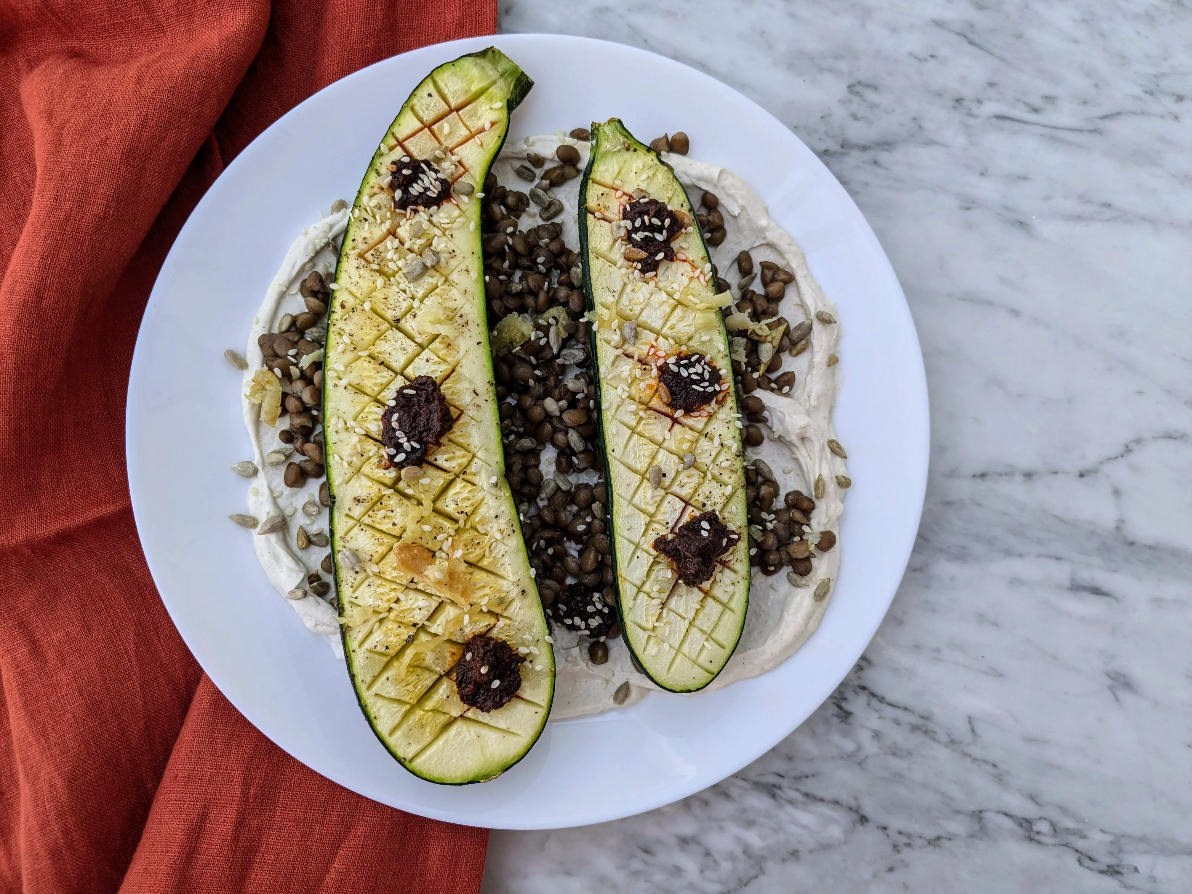 Photo of Baked zucchini with tahini whipped yoghurt