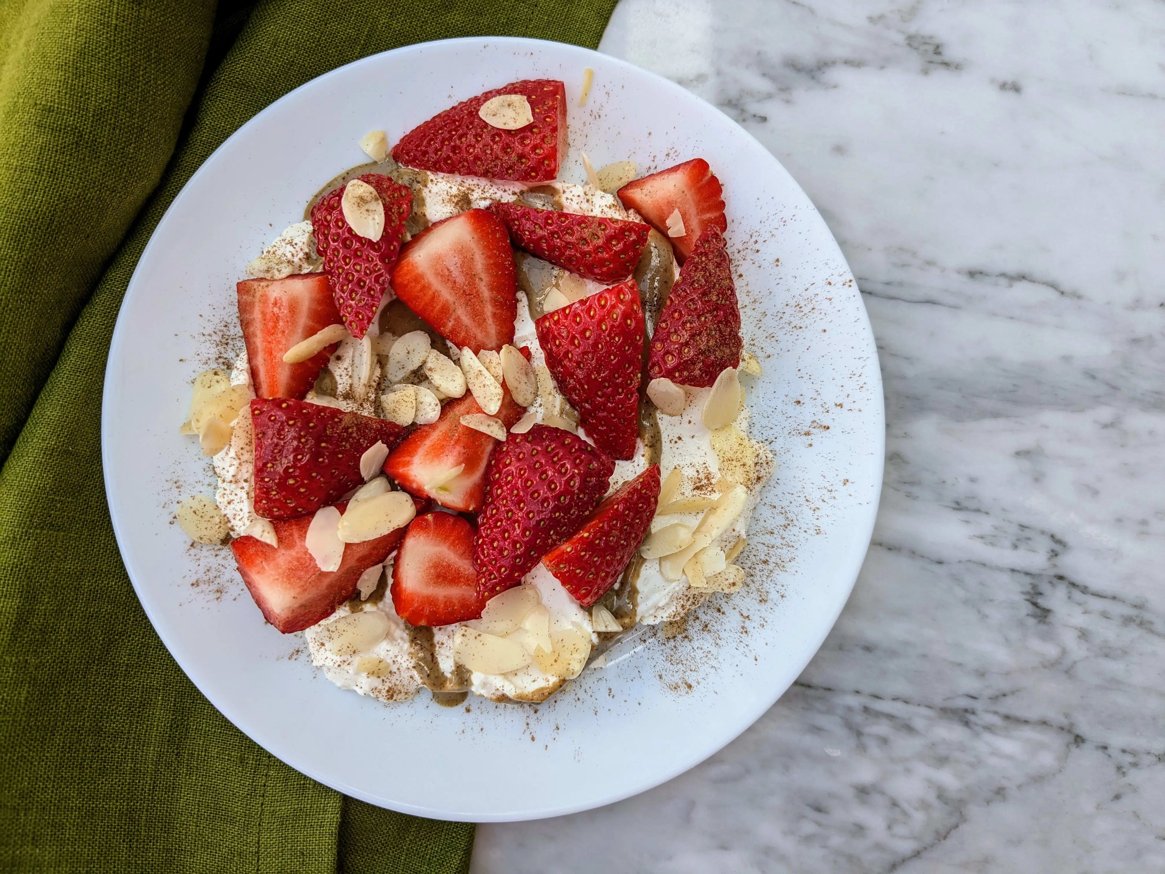 Photo of Strawberries with tahini ricotta