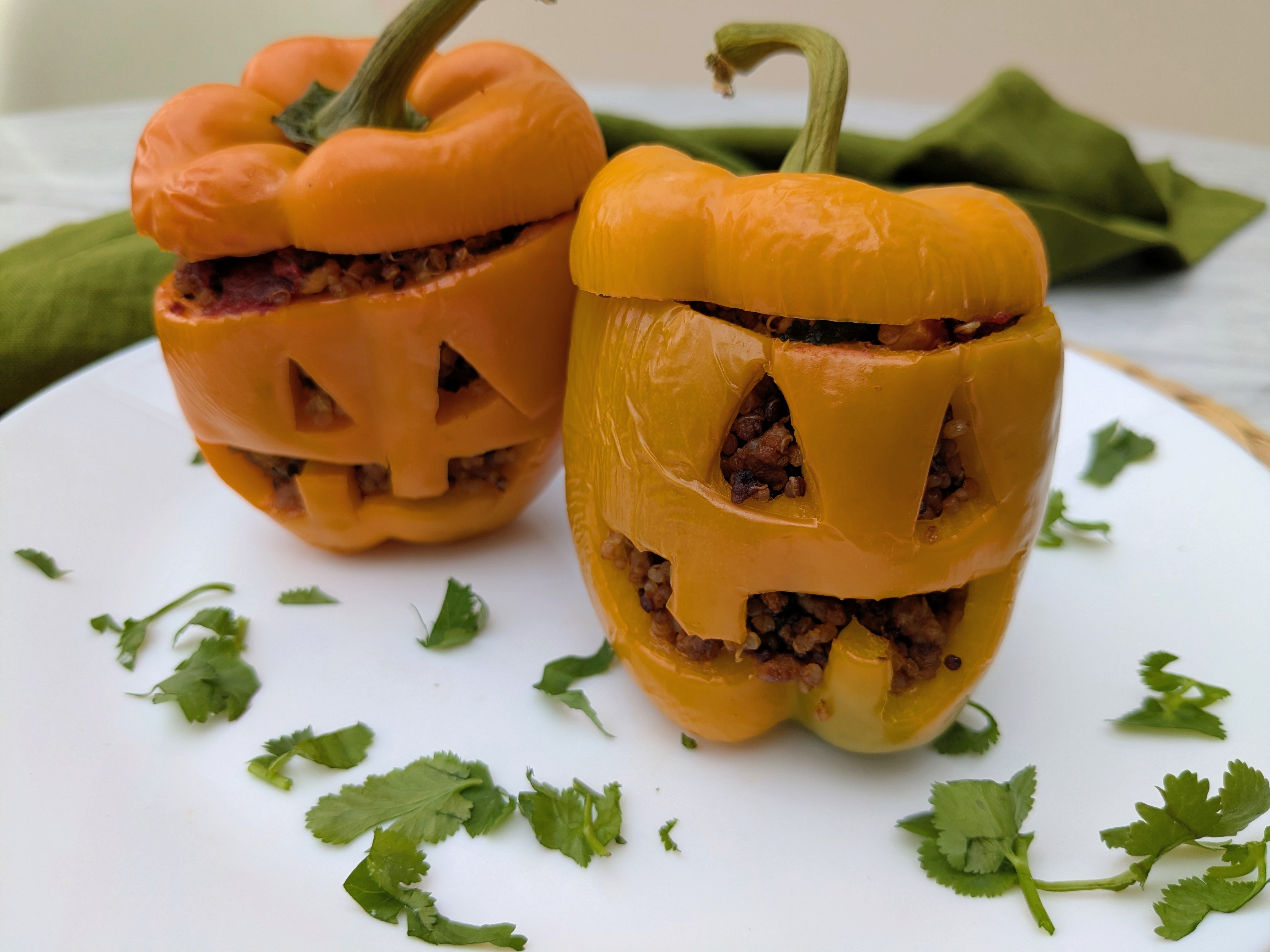 Stuffed Jack-o'-lantern peppers (Halloween)