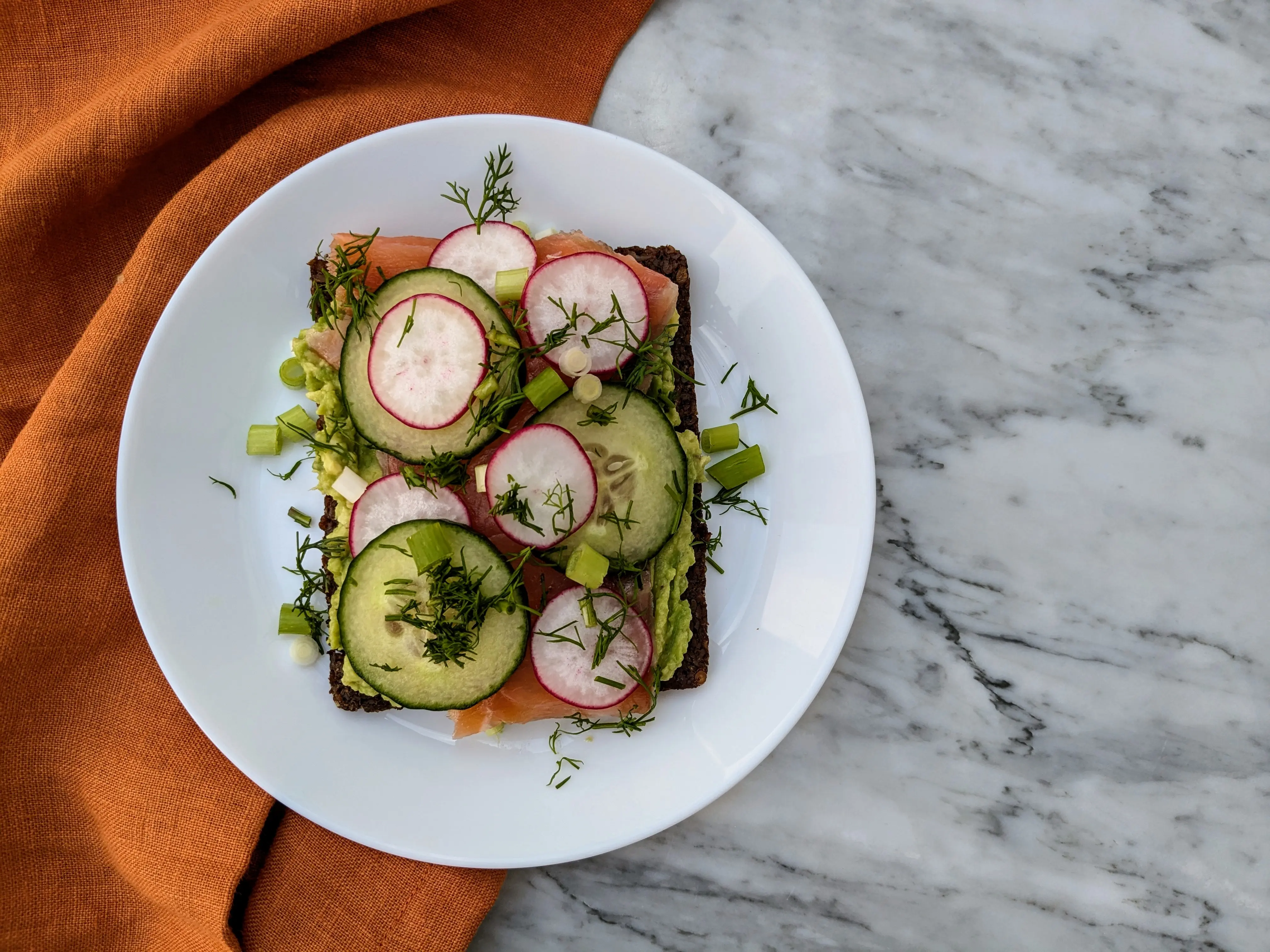 Smoked salmon Smørrebrød (Danish open sandwich)