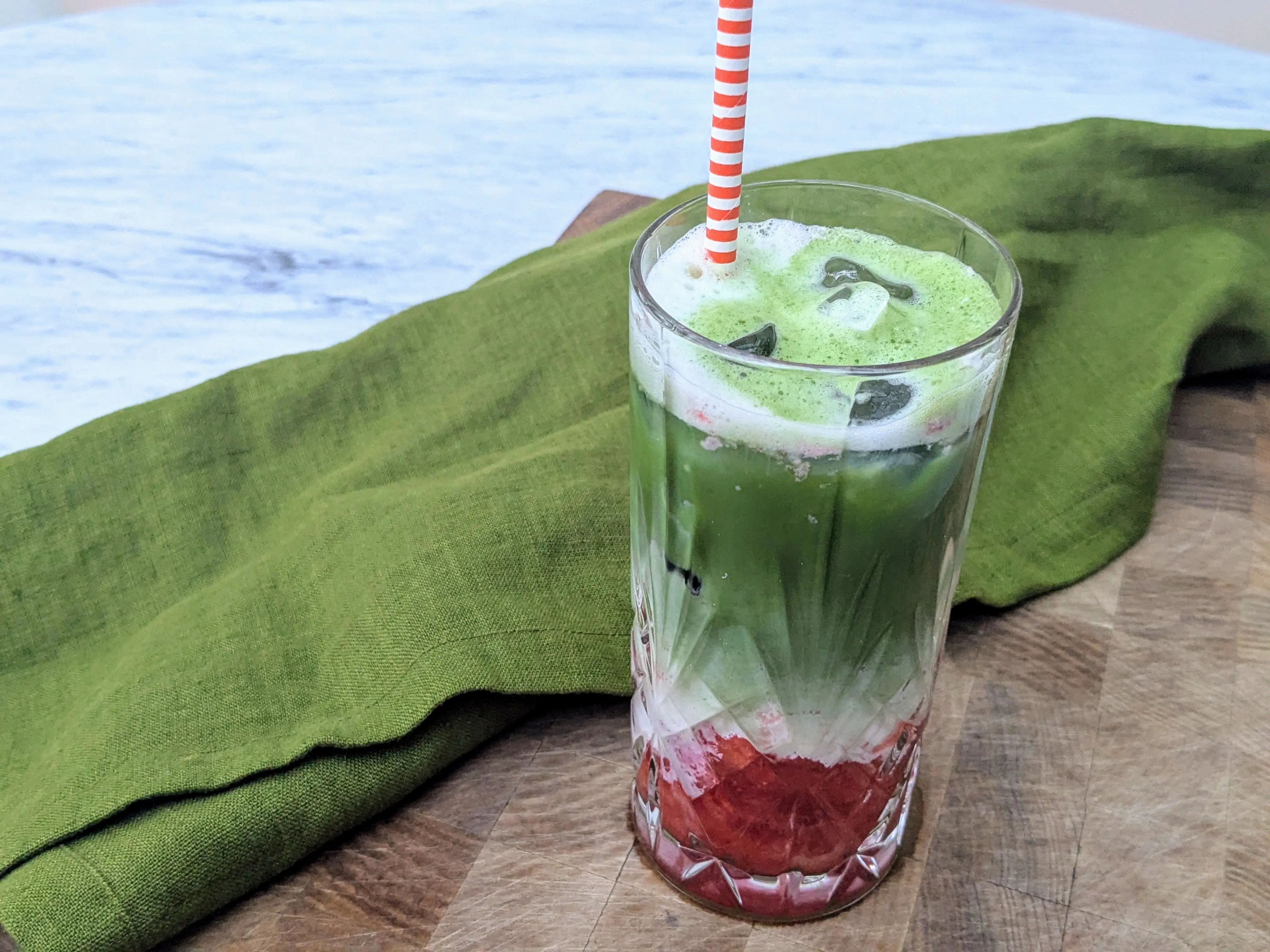 Vegan strawberry matcha latte