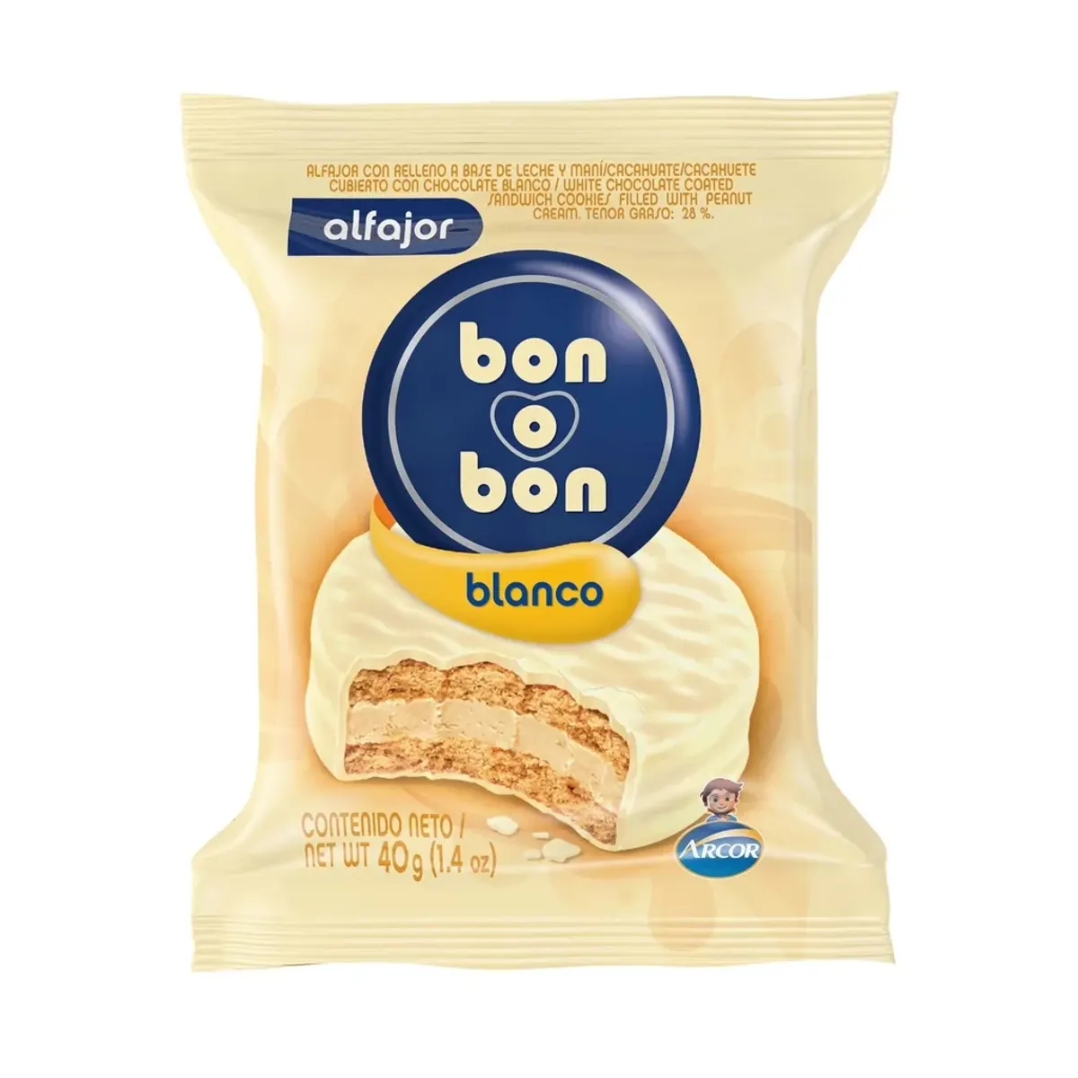 Alfajor Bon o Bon Simple Blanco 40g