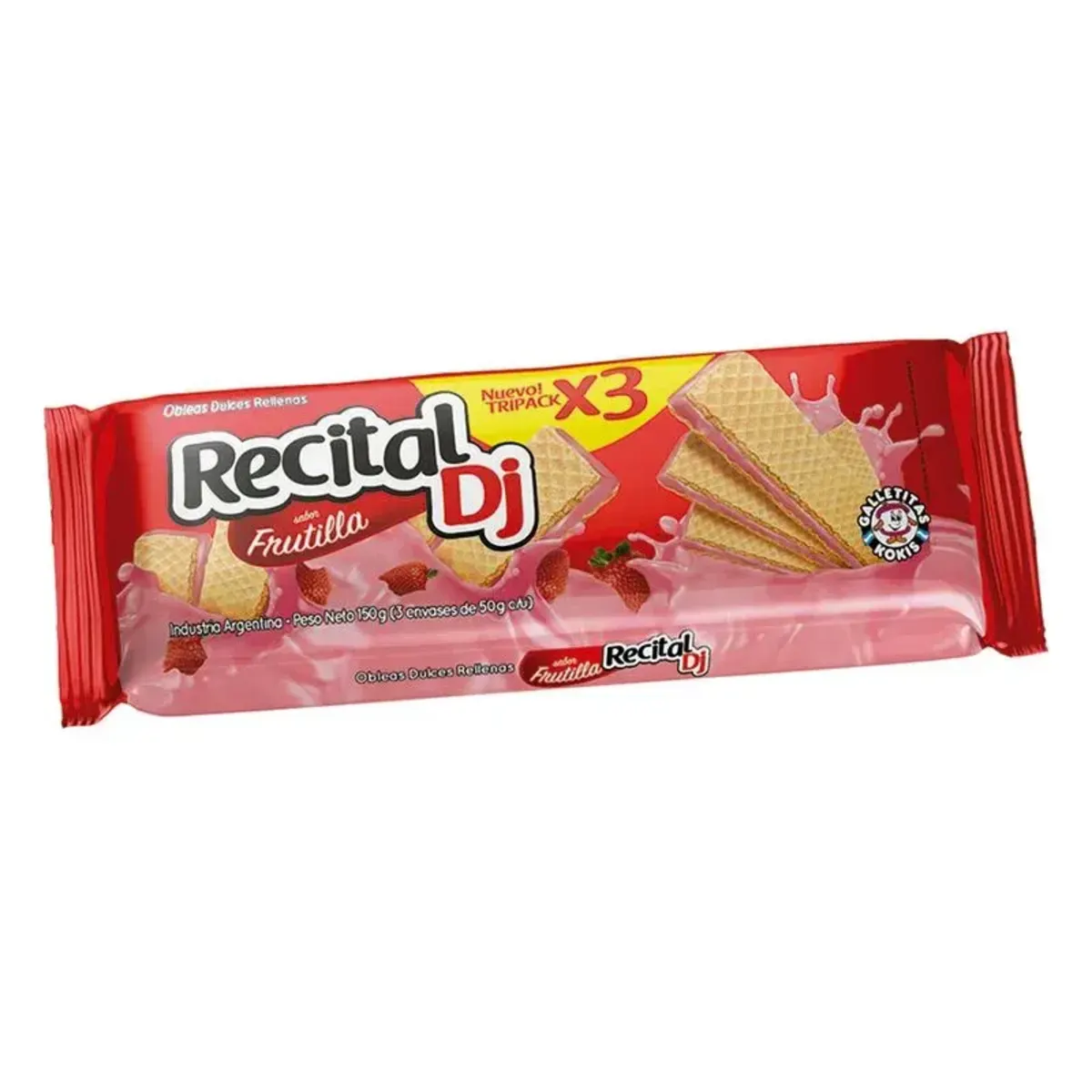 Oblea Recital DJ Frutilla Tripack 150g