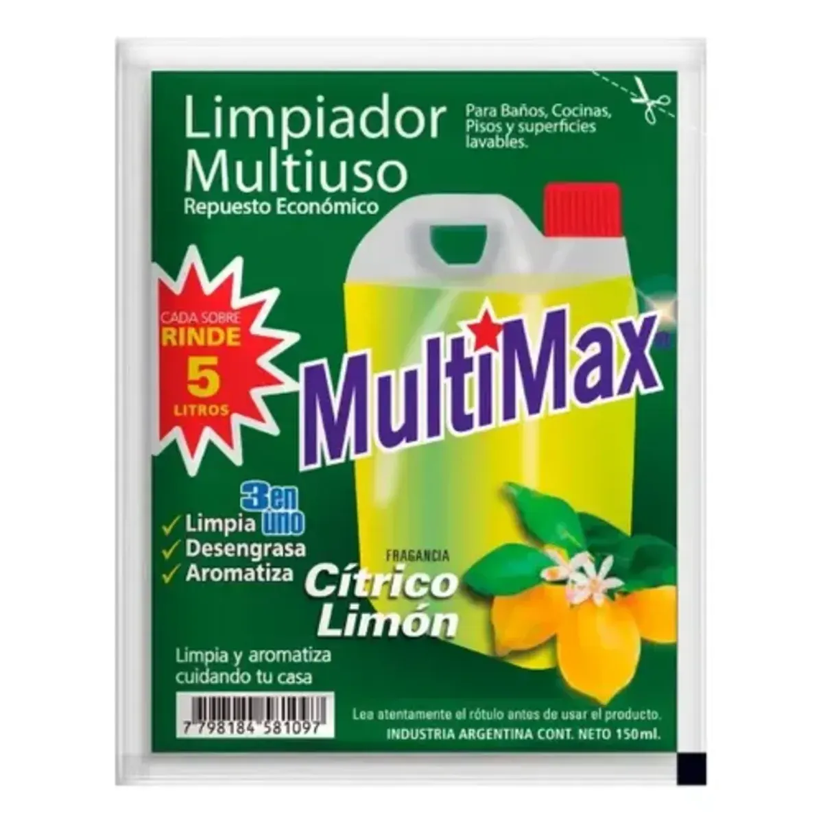 Limpiador Citrico Limon Multimax Concentrado