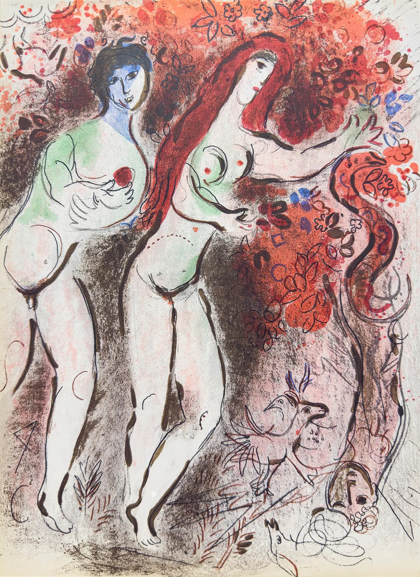 Adam and Eve and the Forbidden Fruit by Marc Chagall
