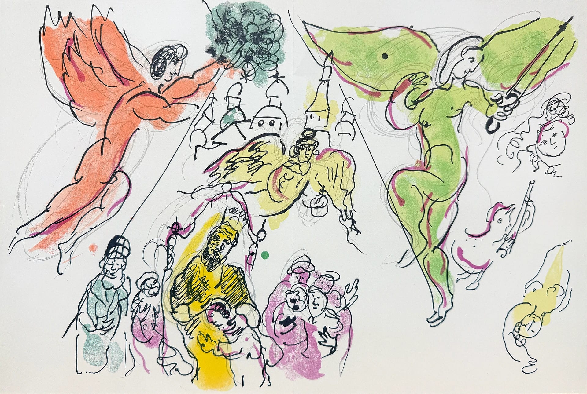 Sketch for Moussorgsky and Mozart by Marc Chagall