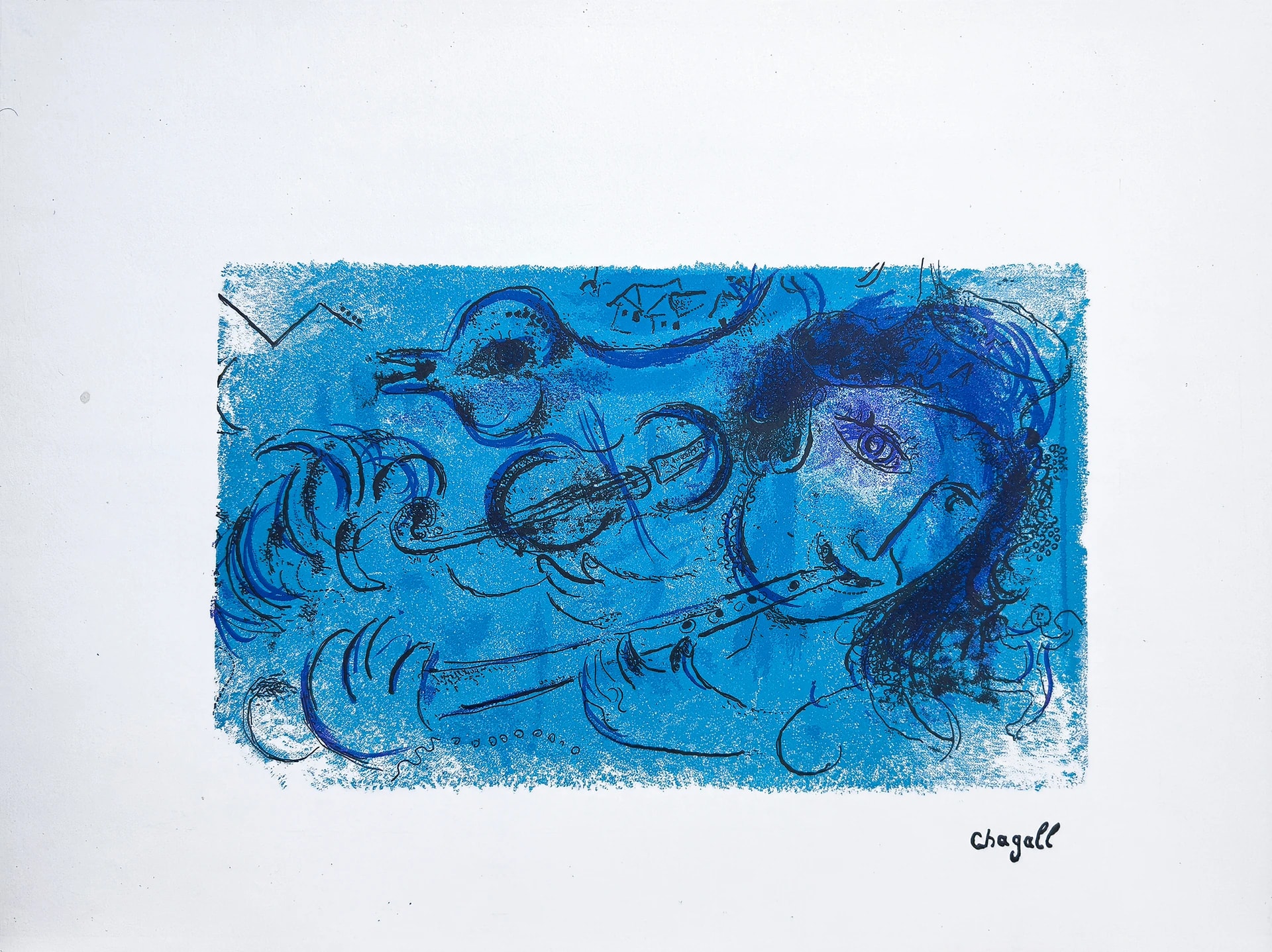 The Flute Player (Wide Margins) by Marc Chagall