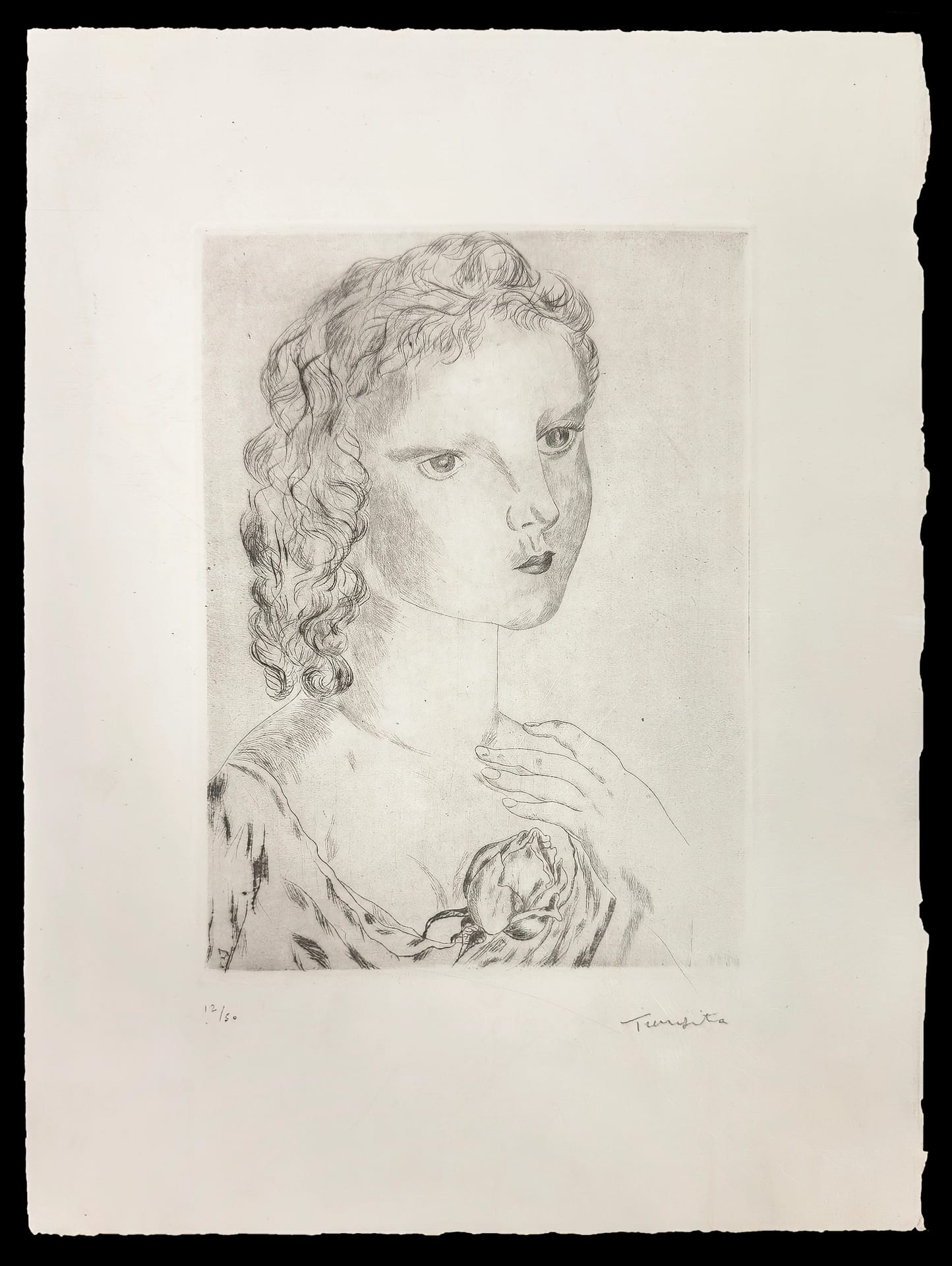 Jeune fille à la rose by Léonard Tsuguharu Foujita