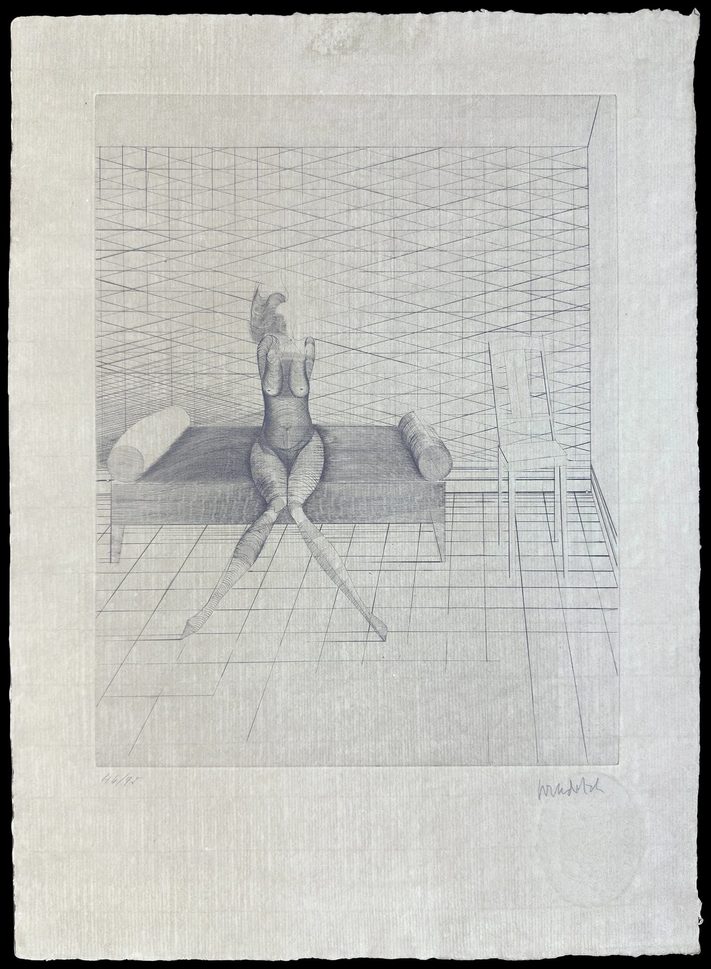 Jutta sur le canapé du studio by Paul Wunderlich