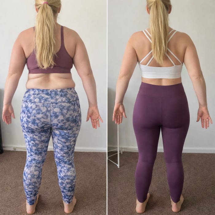 Weight loss transformation, back view