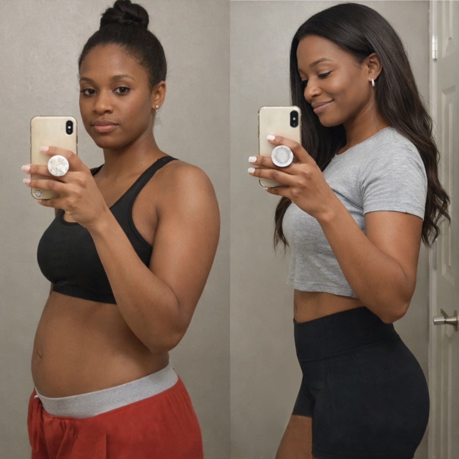 Flat tummy before-and-after comparison