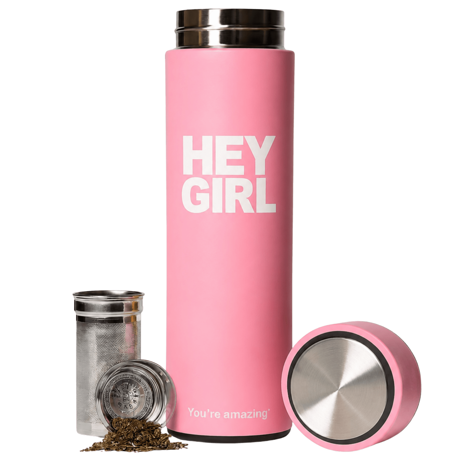 Free Pink Tea Tumbler with removable infuser