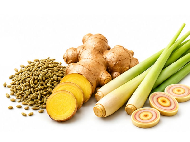 Fennel Seed, Ginger Root, Lemongrass